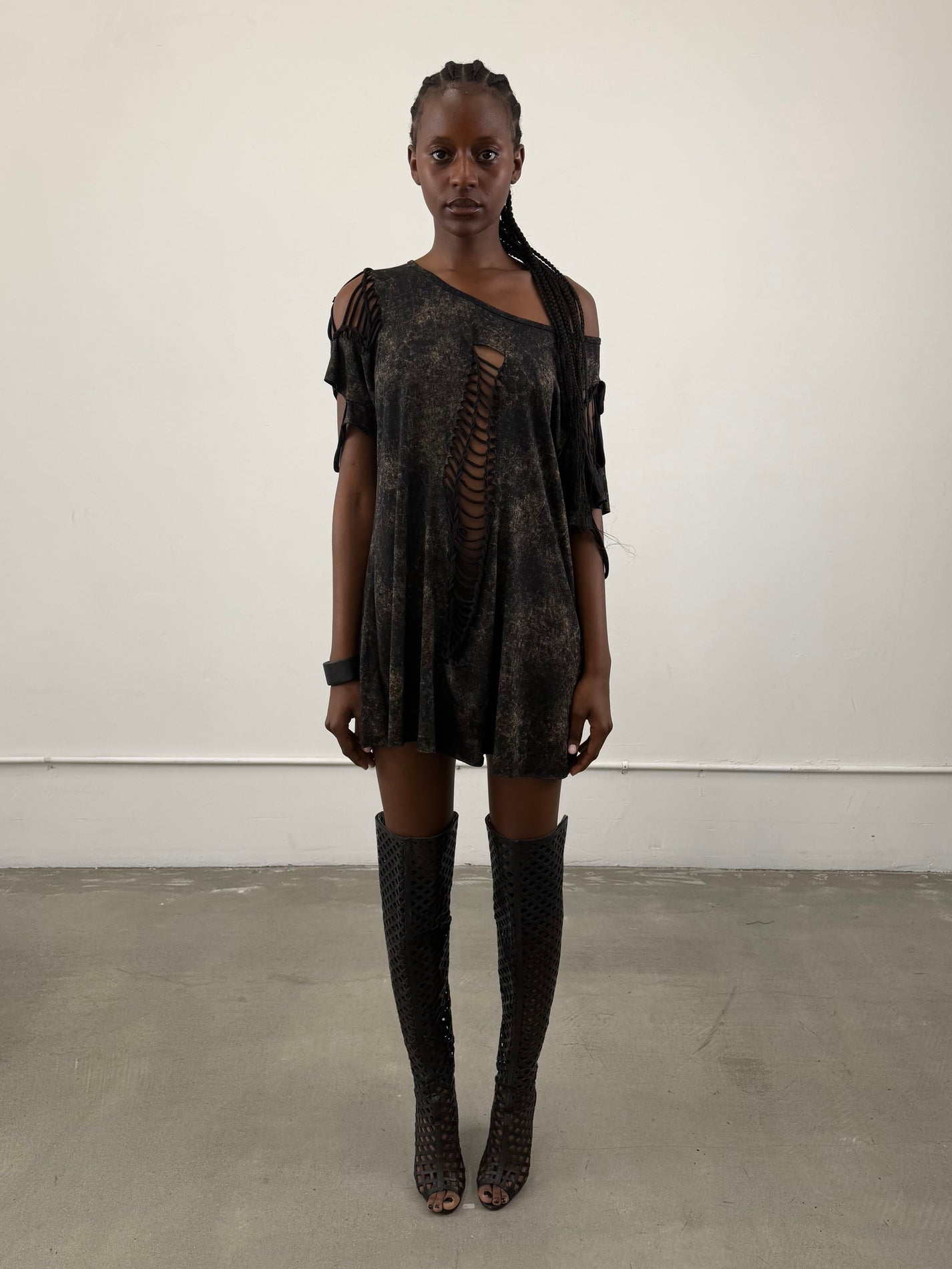 ‘Cleon’ Distressed Mini Dress
