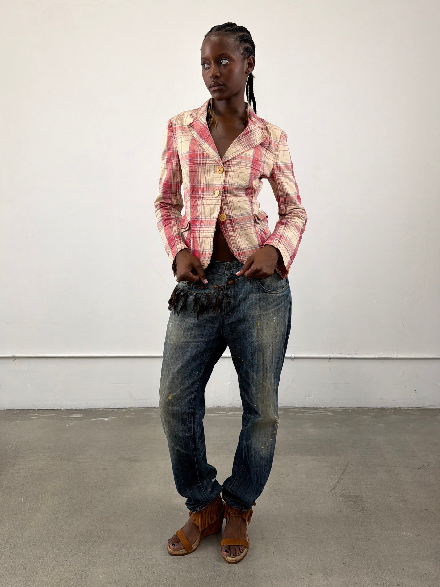 Marithe Francois Girbaud Plaid Blazer