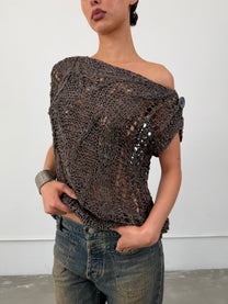 ‘Byrony’ Leather Crochet Top