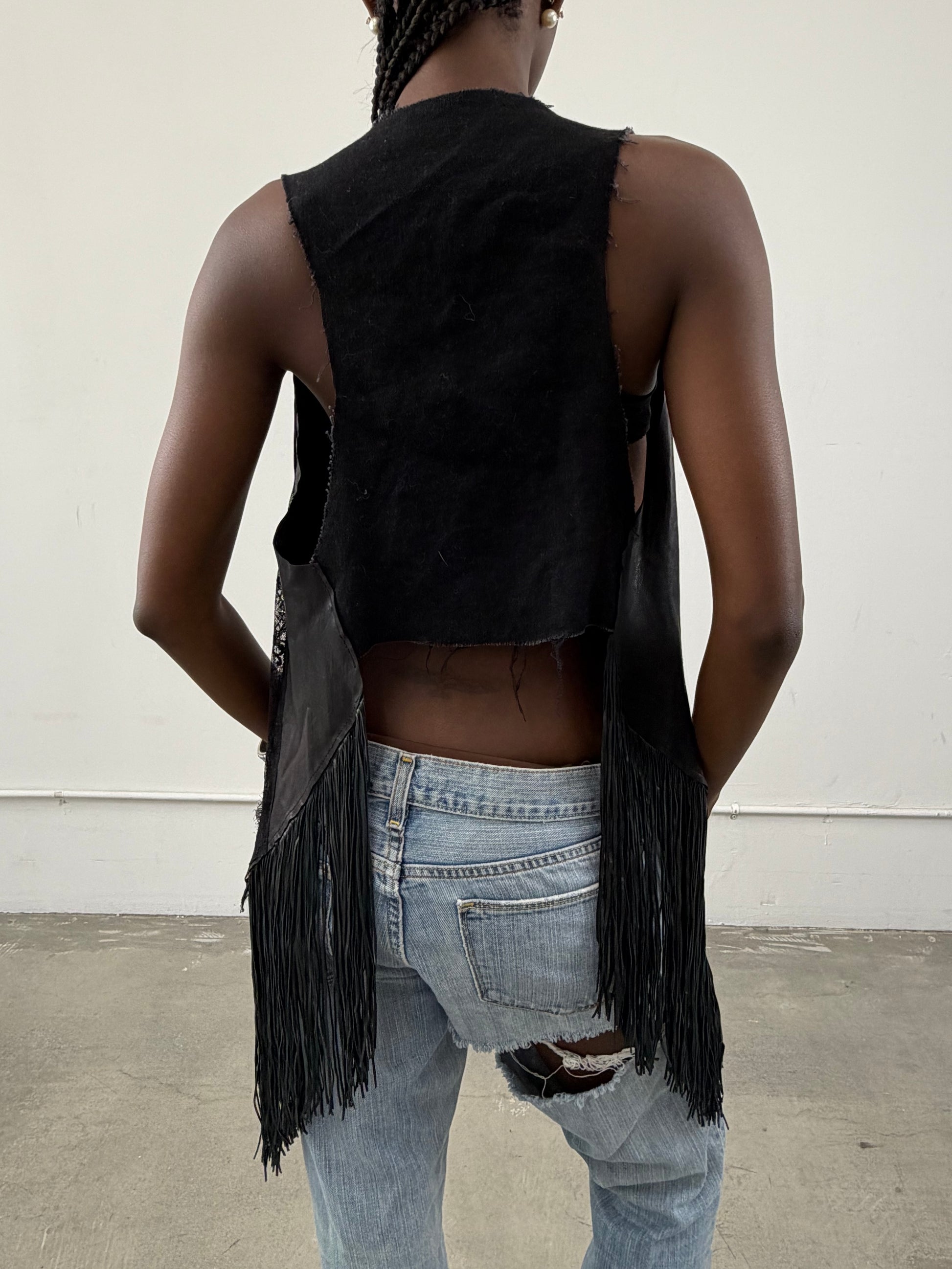 'Nausicaa' Leather Fringe Vest