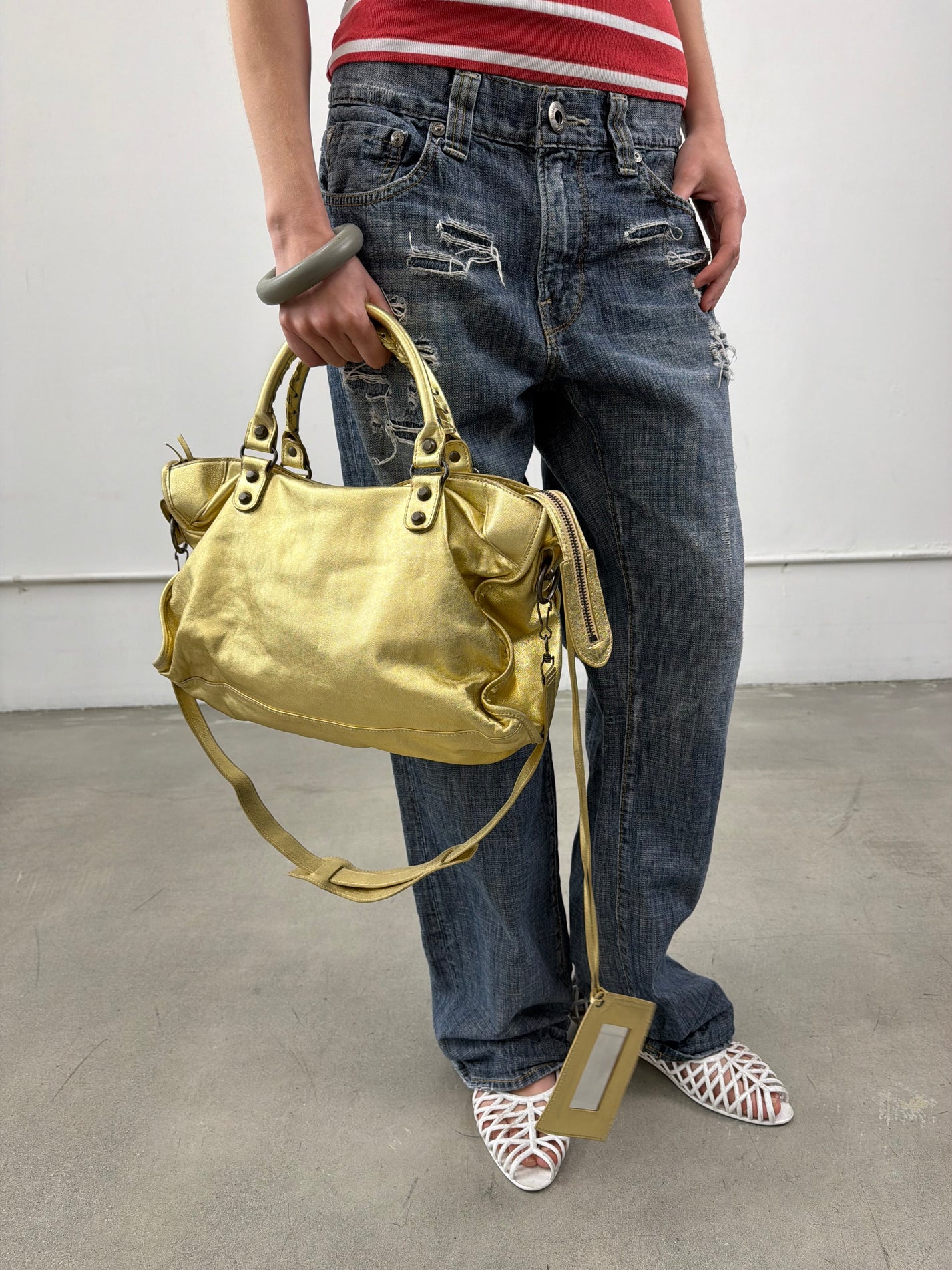 ‘Cosima’ Gold Metallic Leather Bag