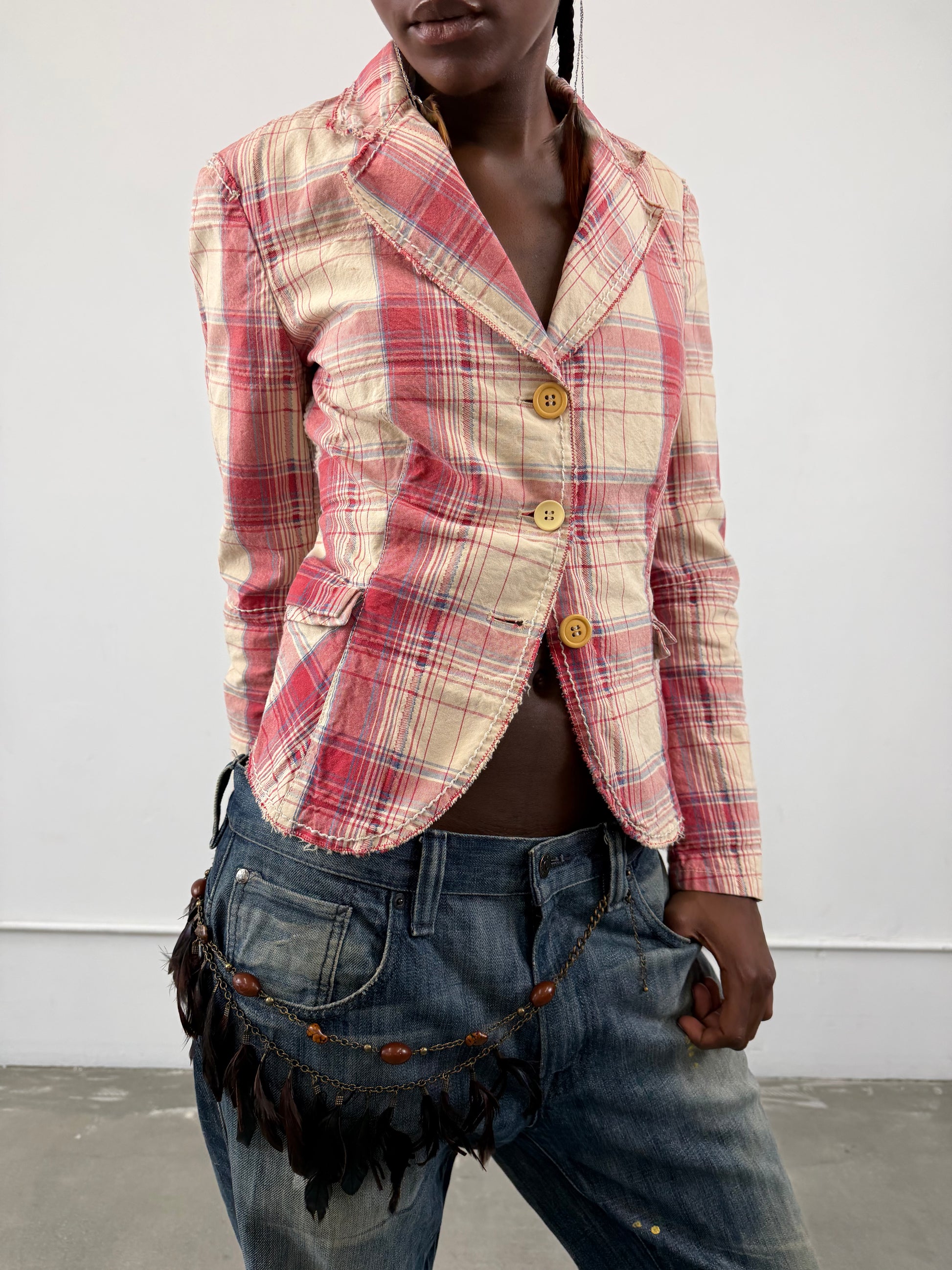 Marithe Francois Girbaud Plaid Blazer