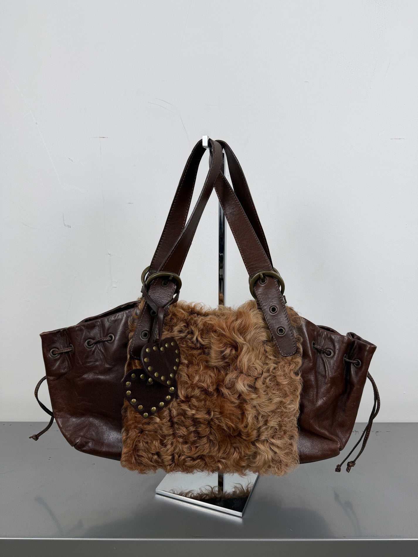 ‘Nara’ Italian Fur Leather Bag