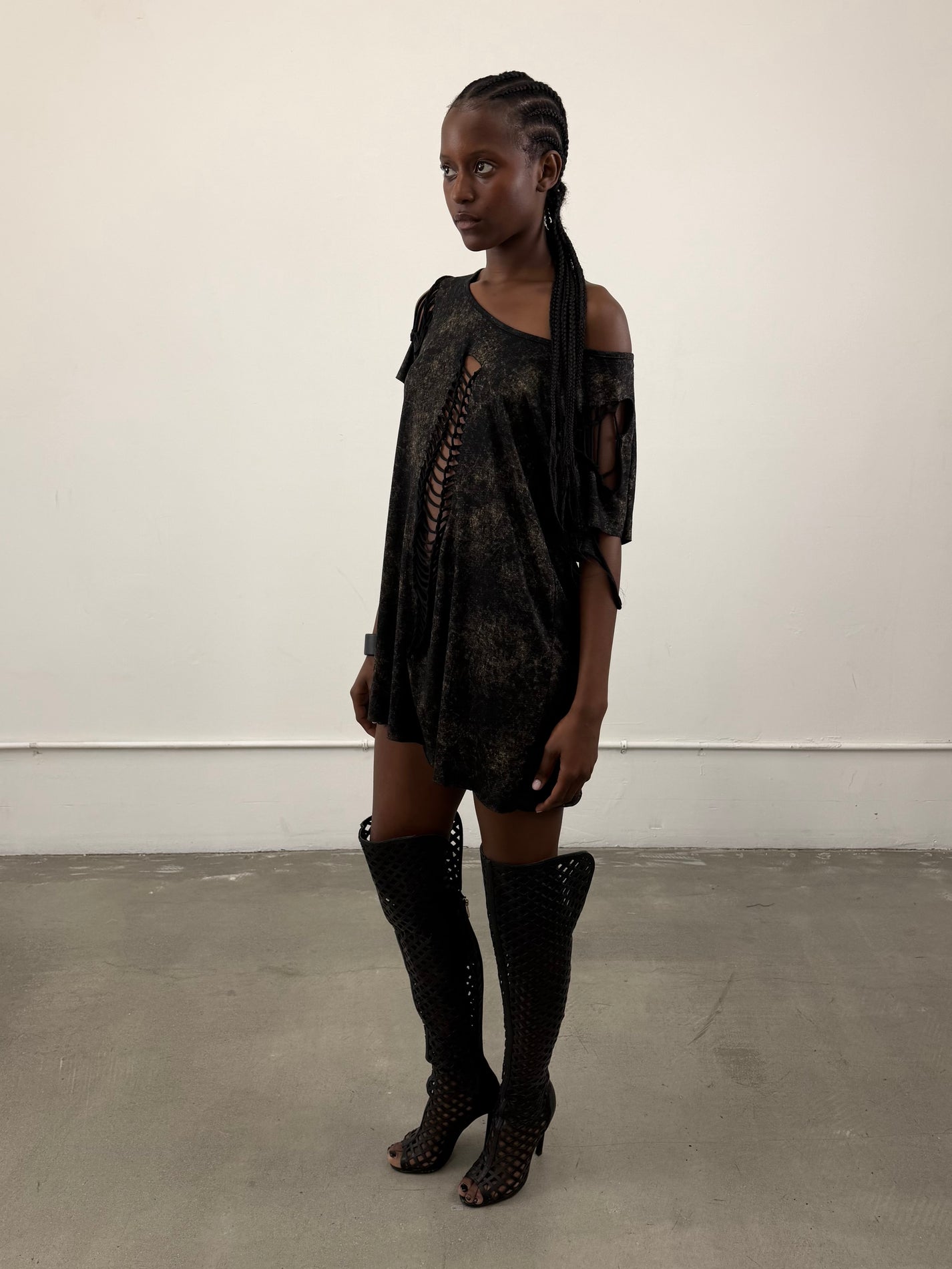 ‘Cleon’ Distressed Mini Dress