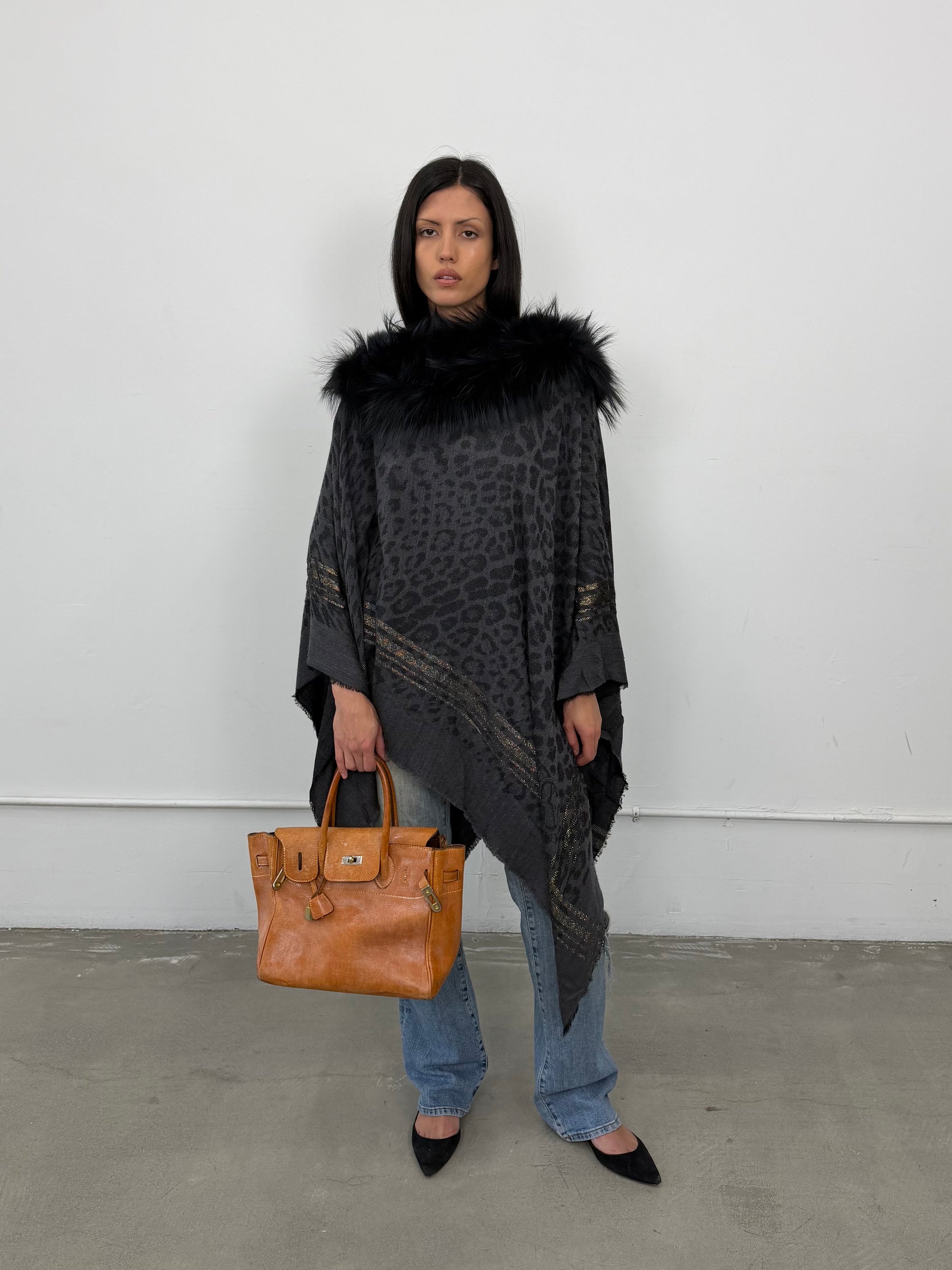 Roberto Cavalli Animal Print Poncho