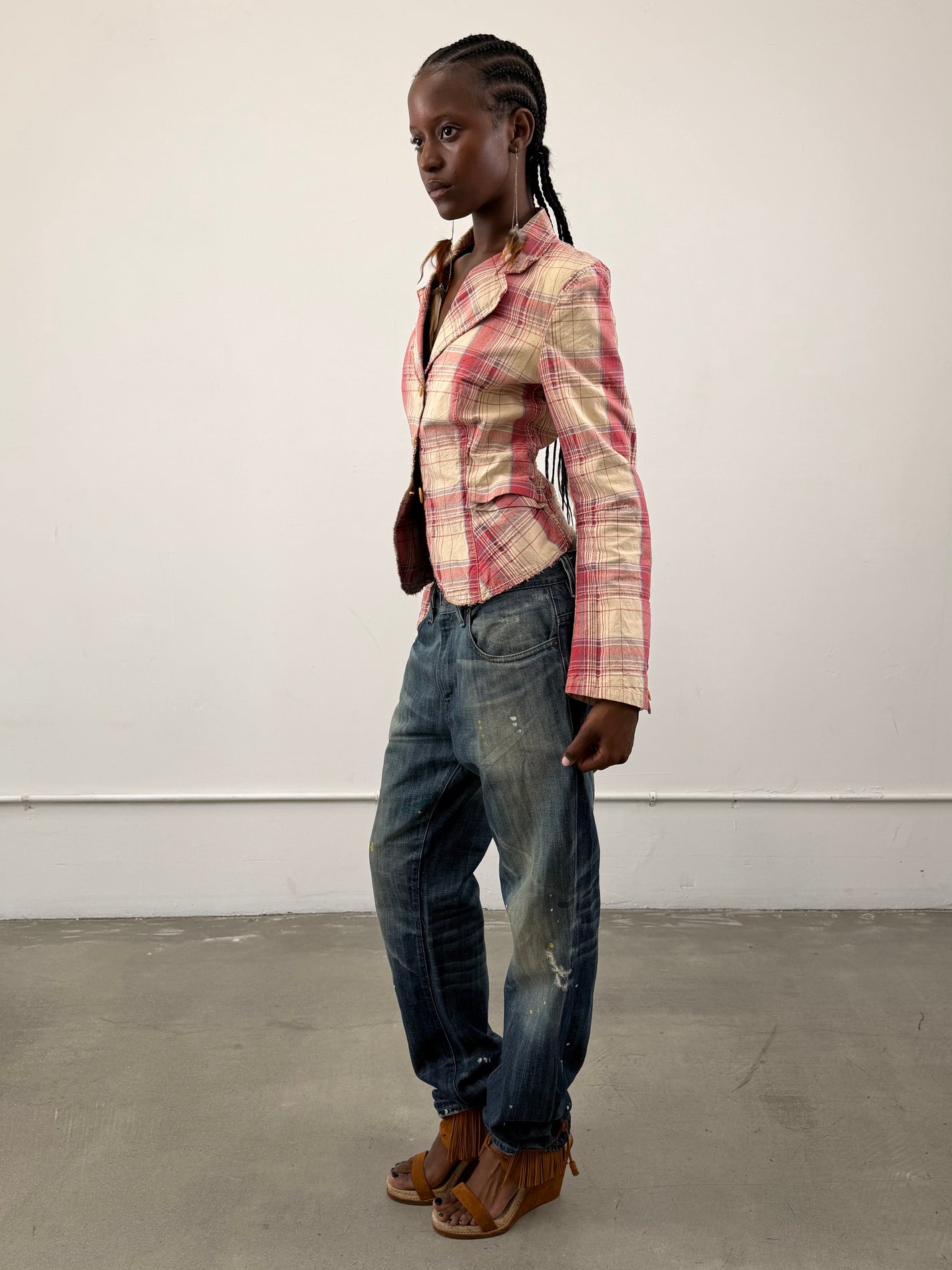 Marithe Francois Girbaud Plaid Blazer