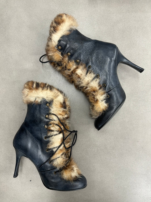 Ninette Fur Trim Leather Booties