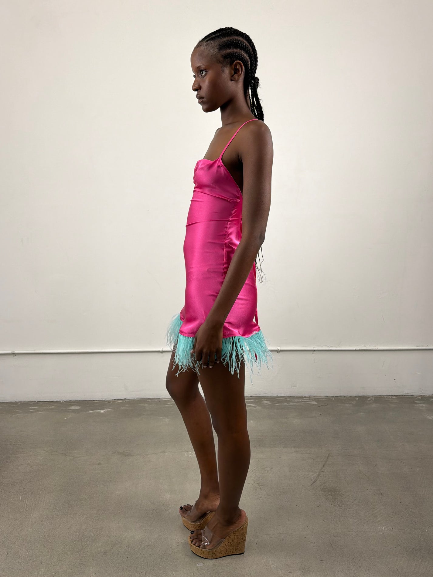 1of1 By 925 Ostrich Feather Slip Dress