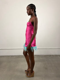 1of1 By 925 Ostrich Feather Slip Dress