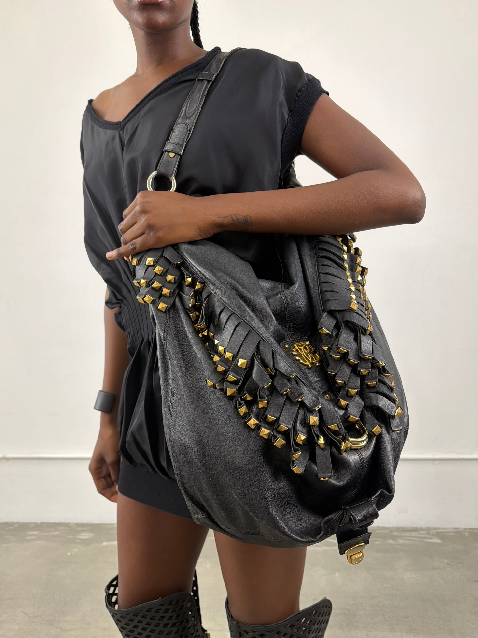 Roberto Cavalli Studded Leather Bag
