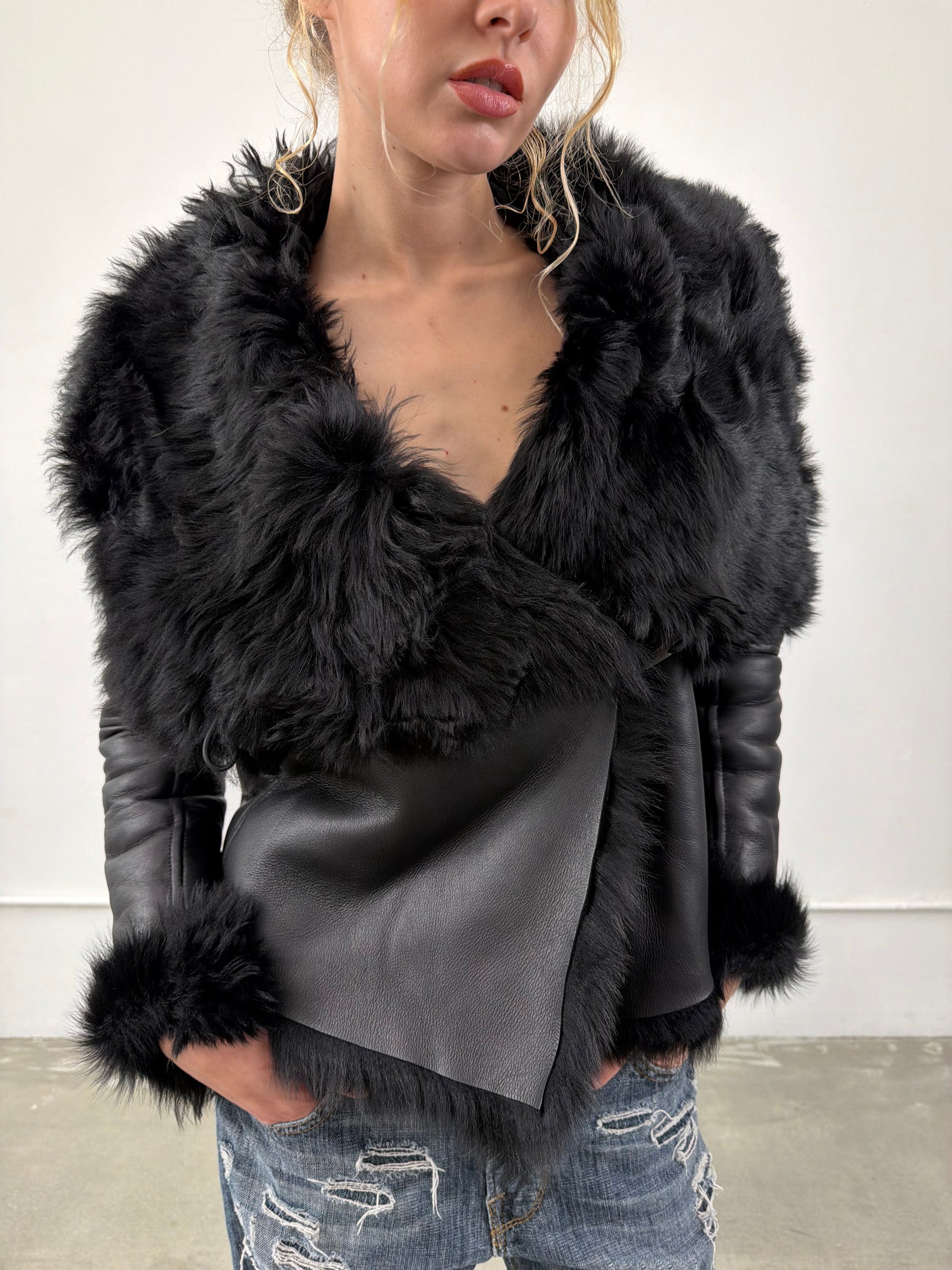 ‘Echo’ Leather &amp; Fur Jacket