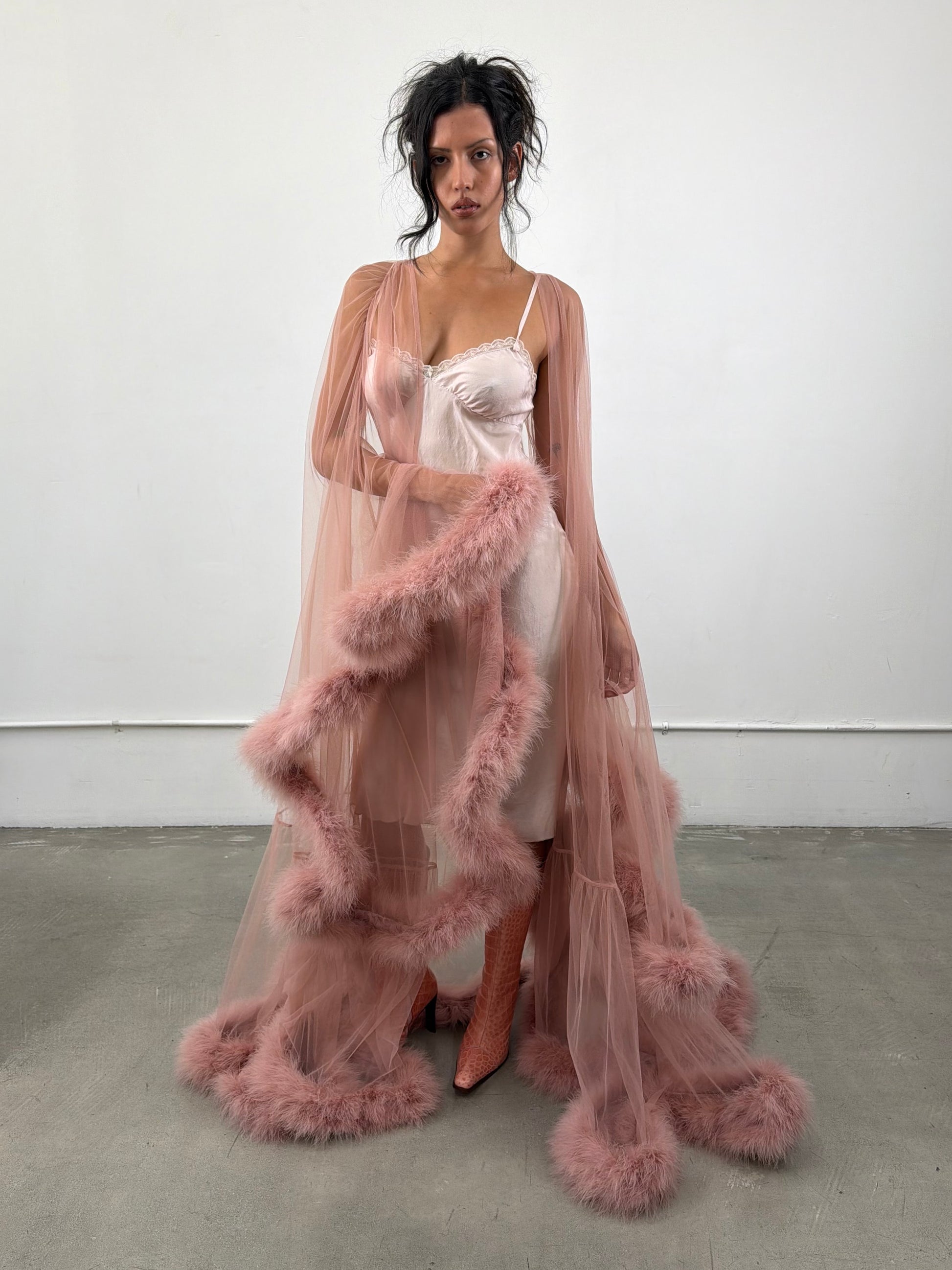 ‘Eros’ Marabou Sheer Throw Over