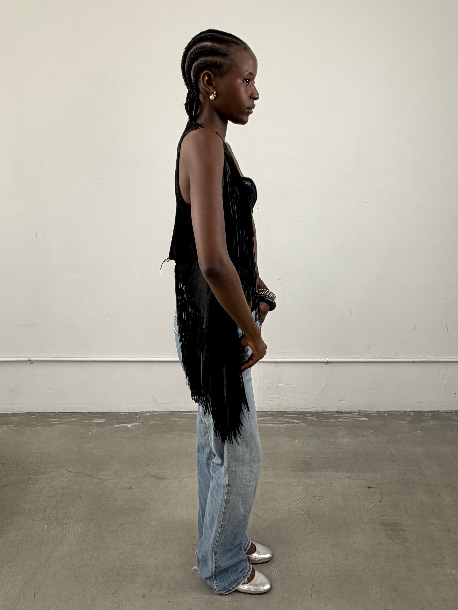 'Nausicaa' Leather Fringe Vest