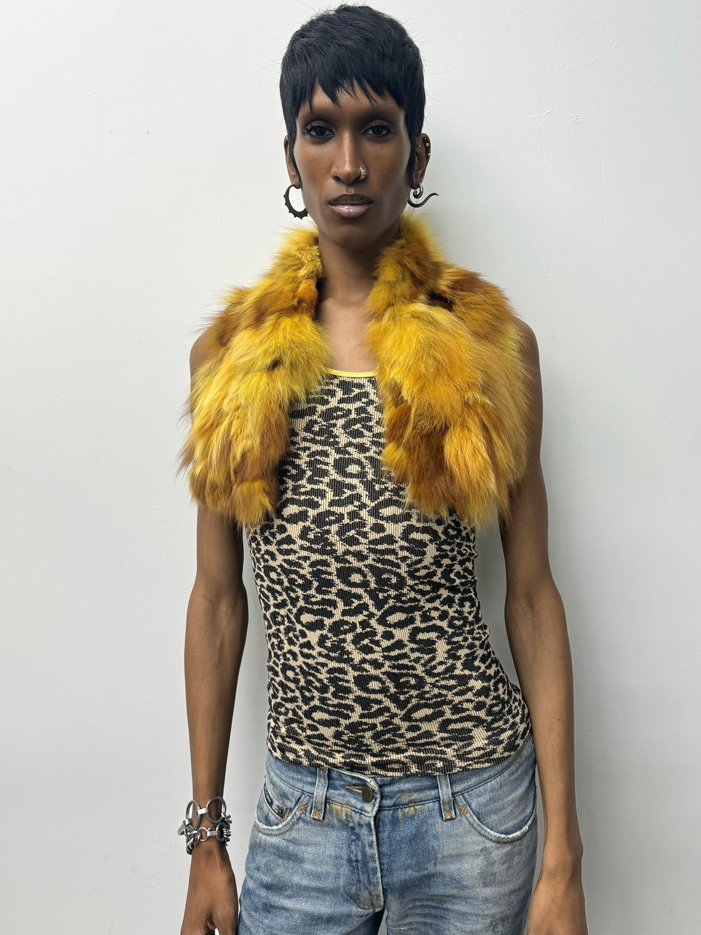 'Sorcha' Yellow Fox Fur Vest