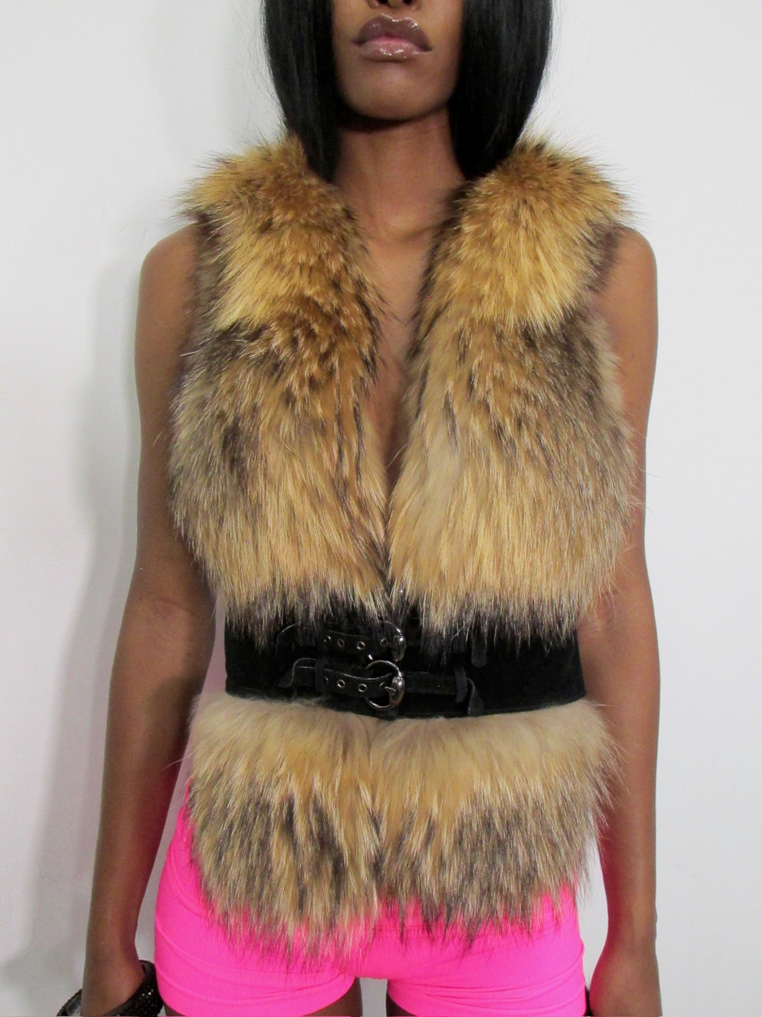 ‘Ianthe’ Gun Metal Fur Vest