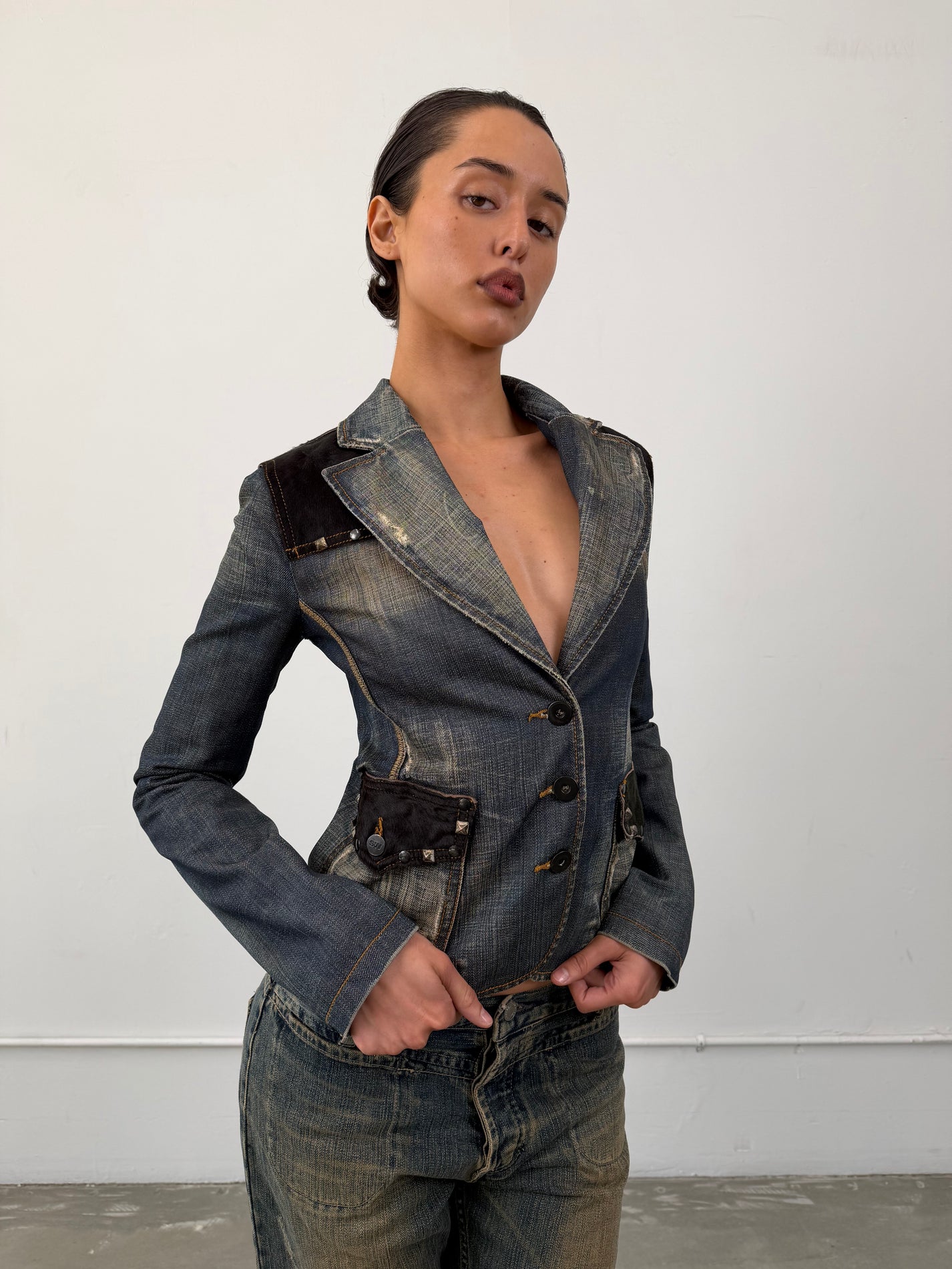 ‘Nasia’ Studded Denim Jacket