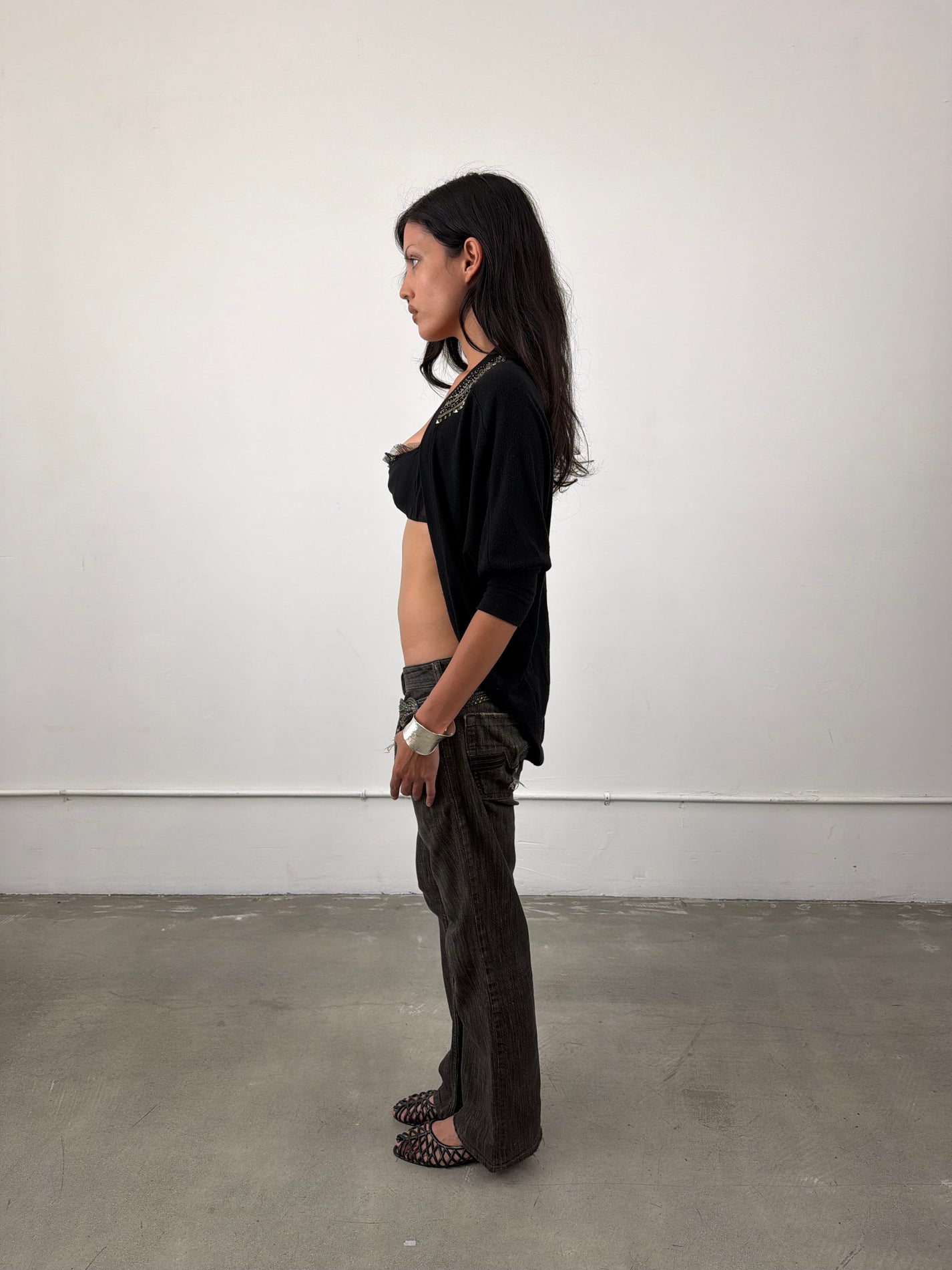 ‘Yanna’ Beaded Shoulder Pad Cardigan
