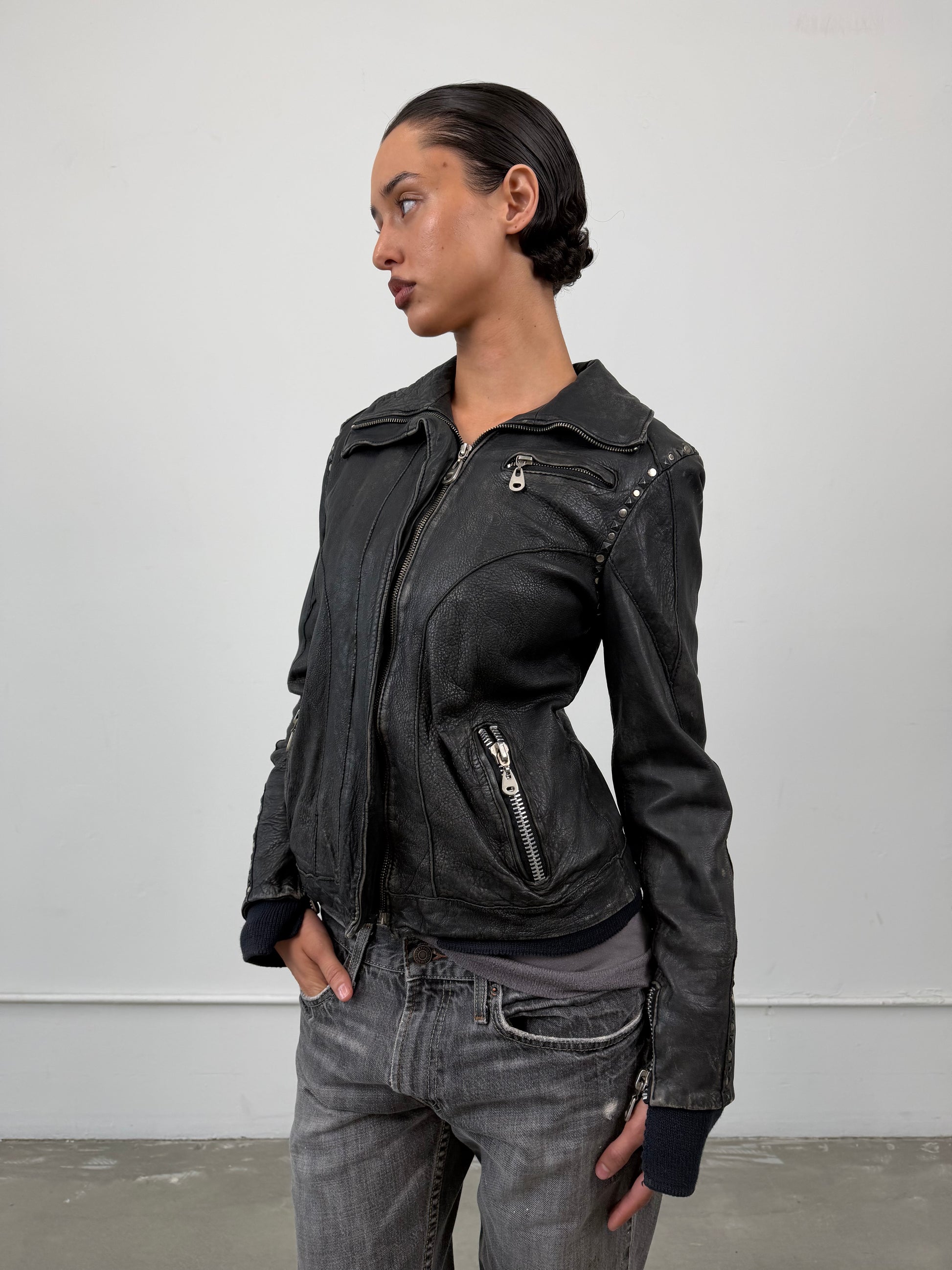 ‘Sabina’ Studded Leather Jacket