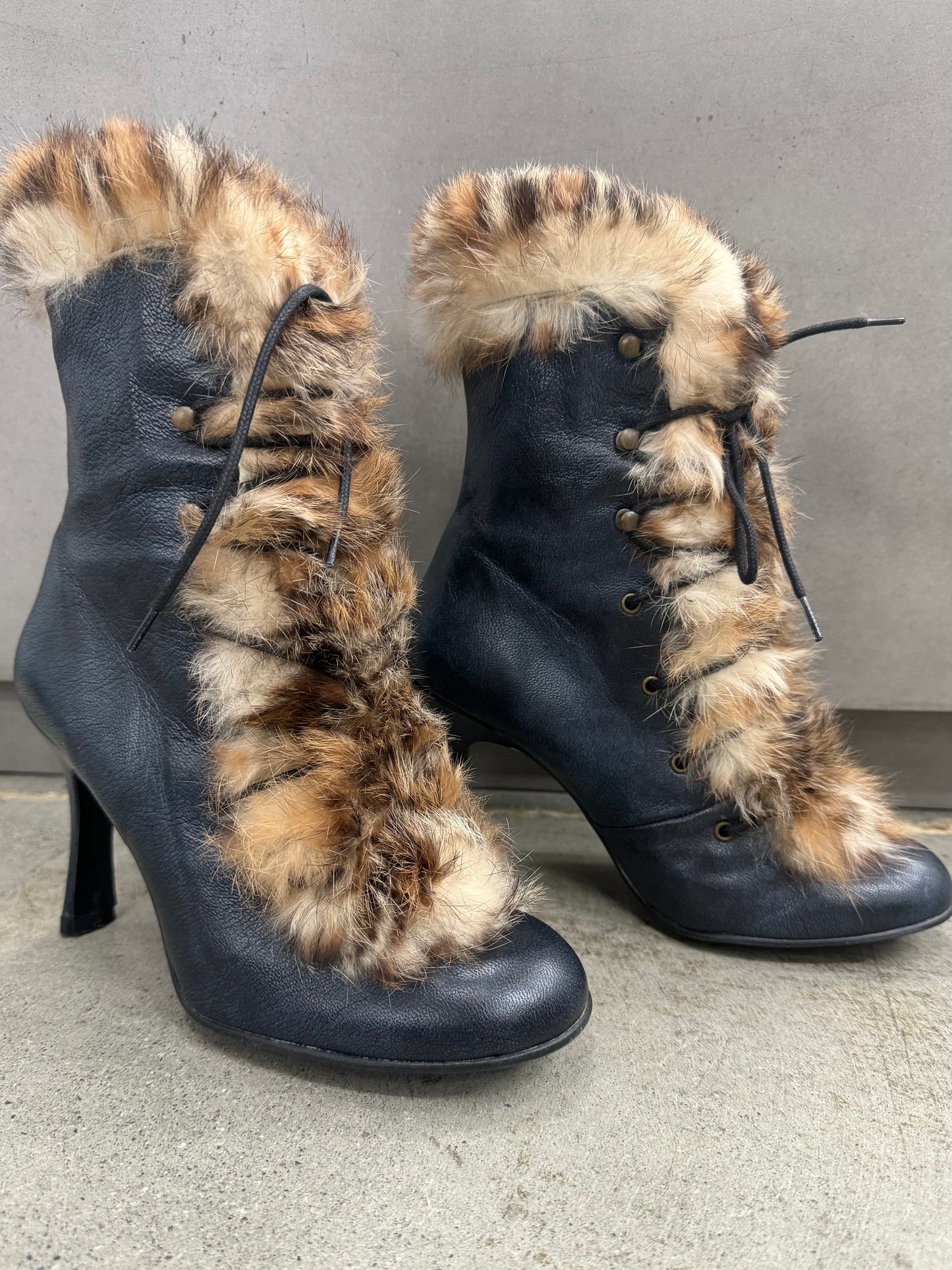 Ninette Fur Trim Leather Booties