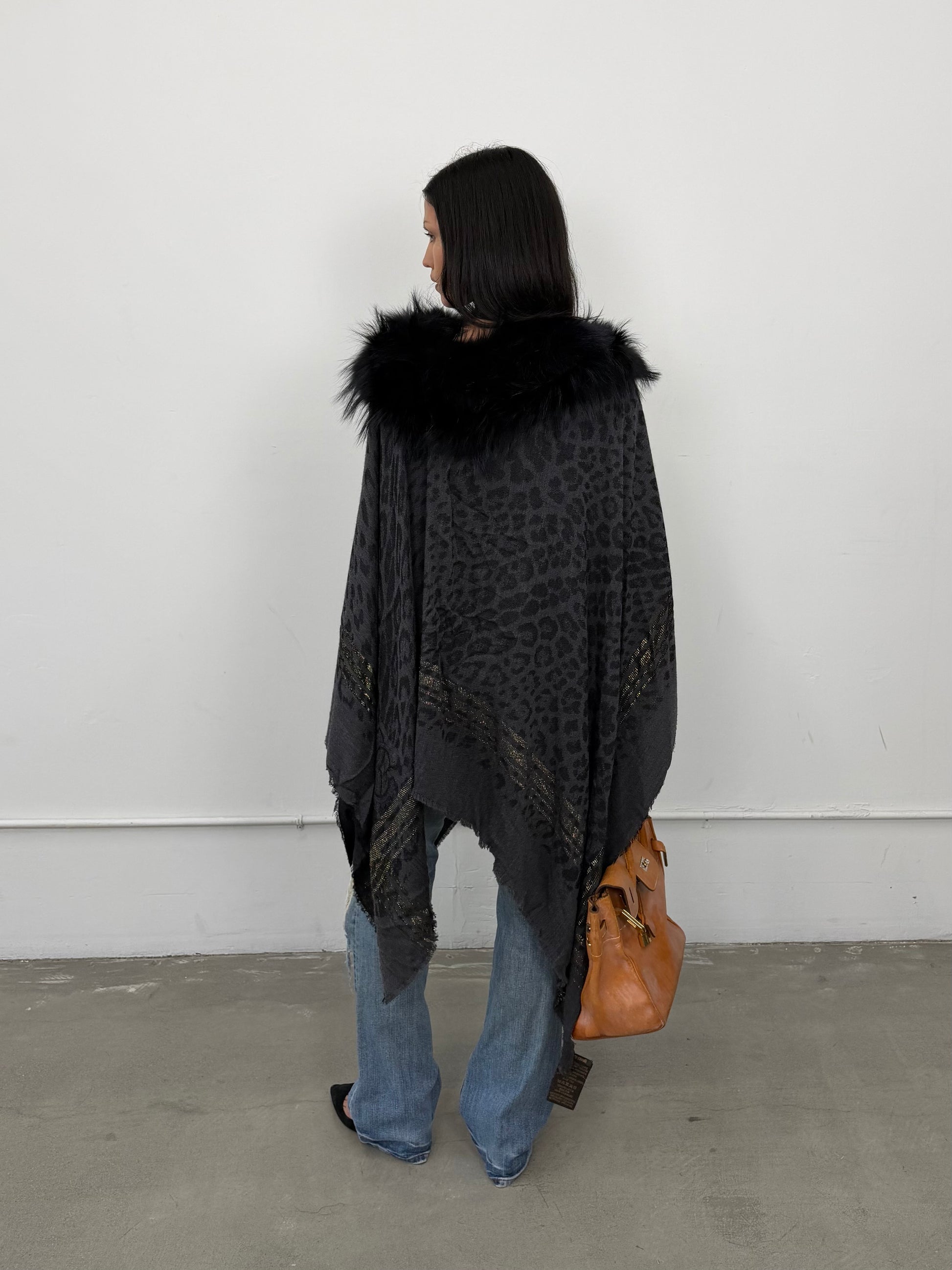 Roberto Cavalli Animal Print Poncho