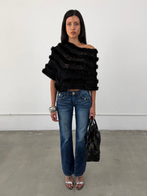 ‘Glauce’ Rabbit Fur Poncho