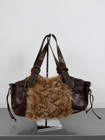 ‘Nara’ Italian Fur Leather Bag