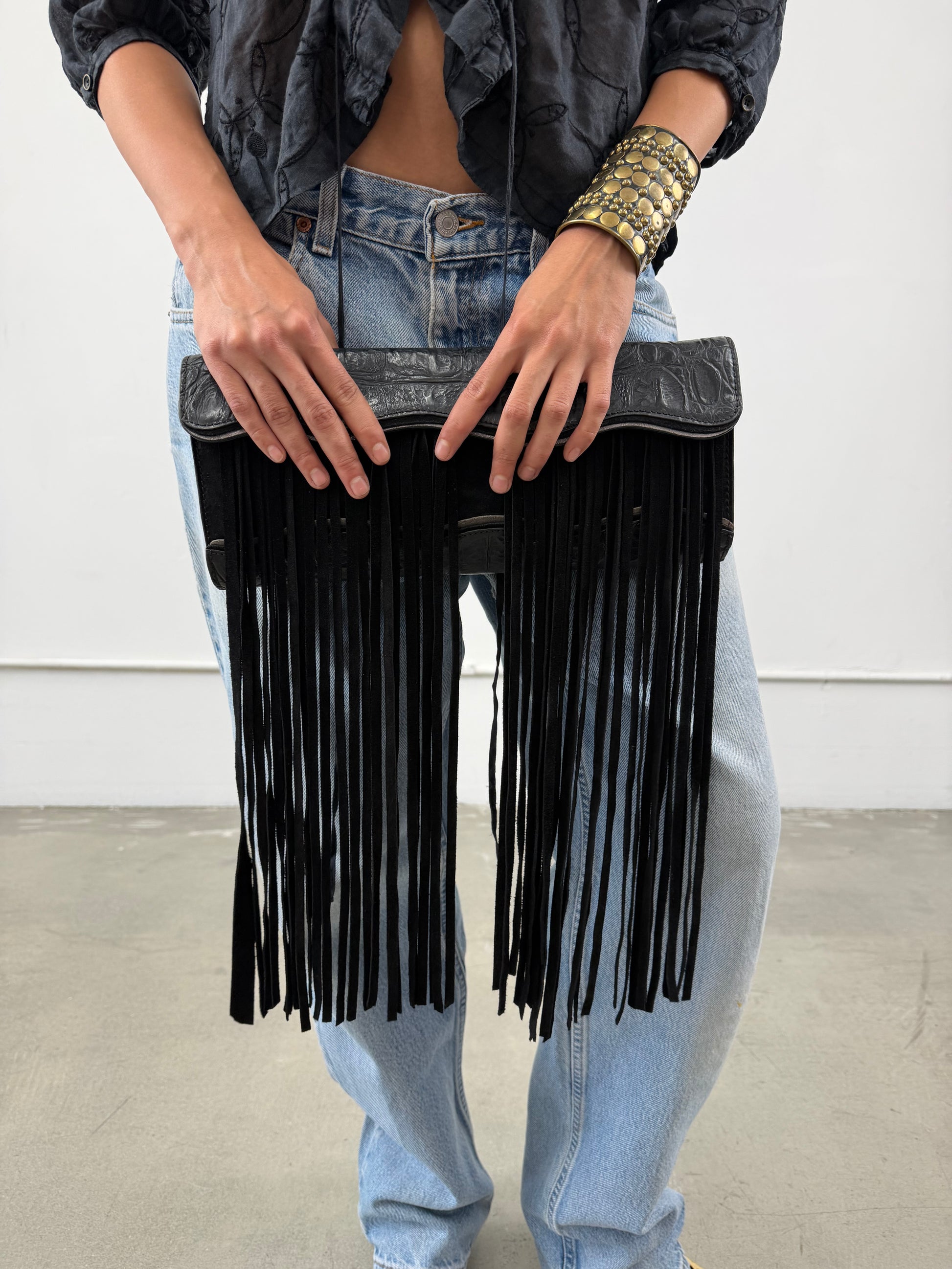 1of1 By 925 Embossed Fringe Clutch