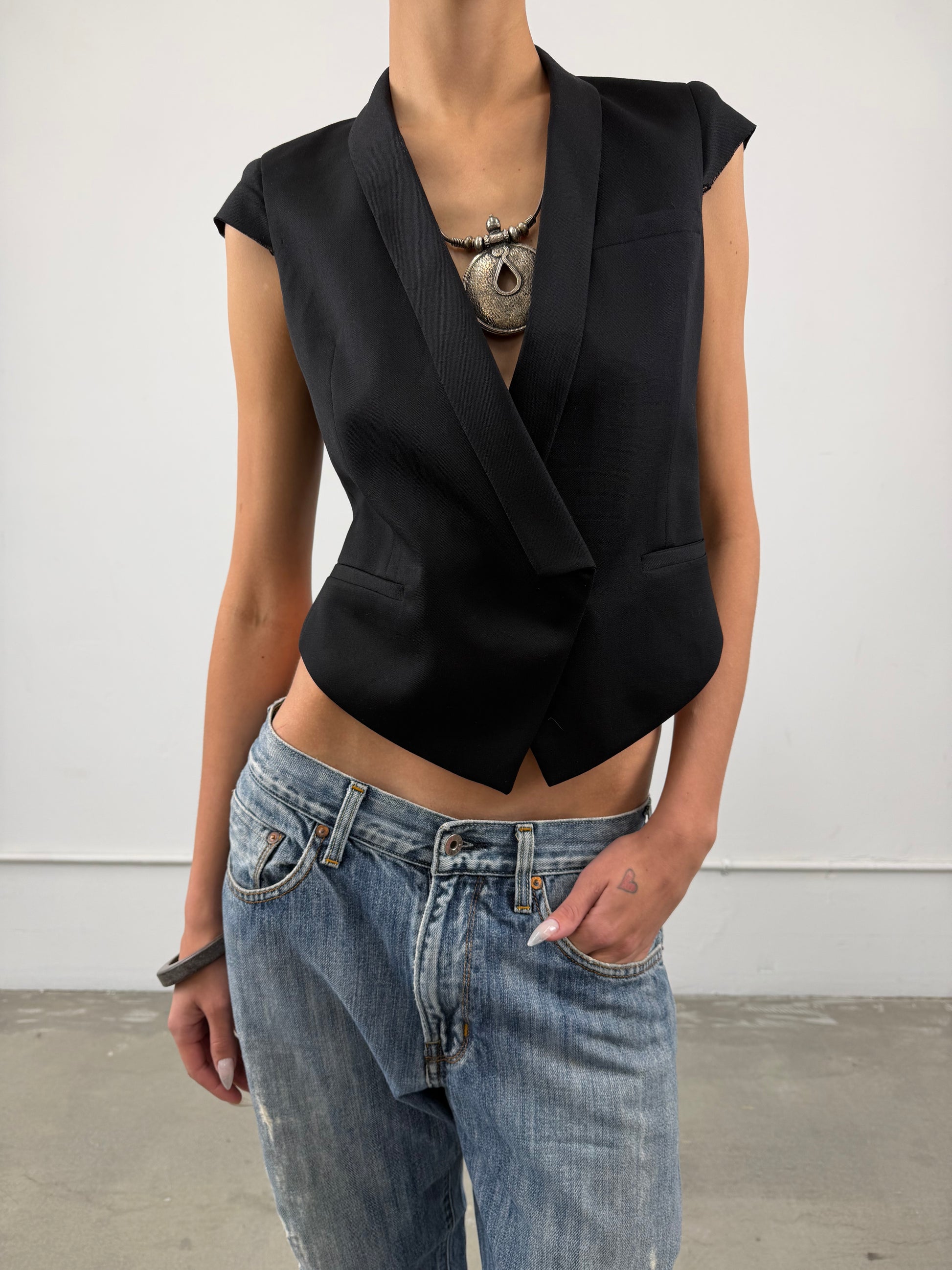 Helmut Lang Cropped Blazer Vest