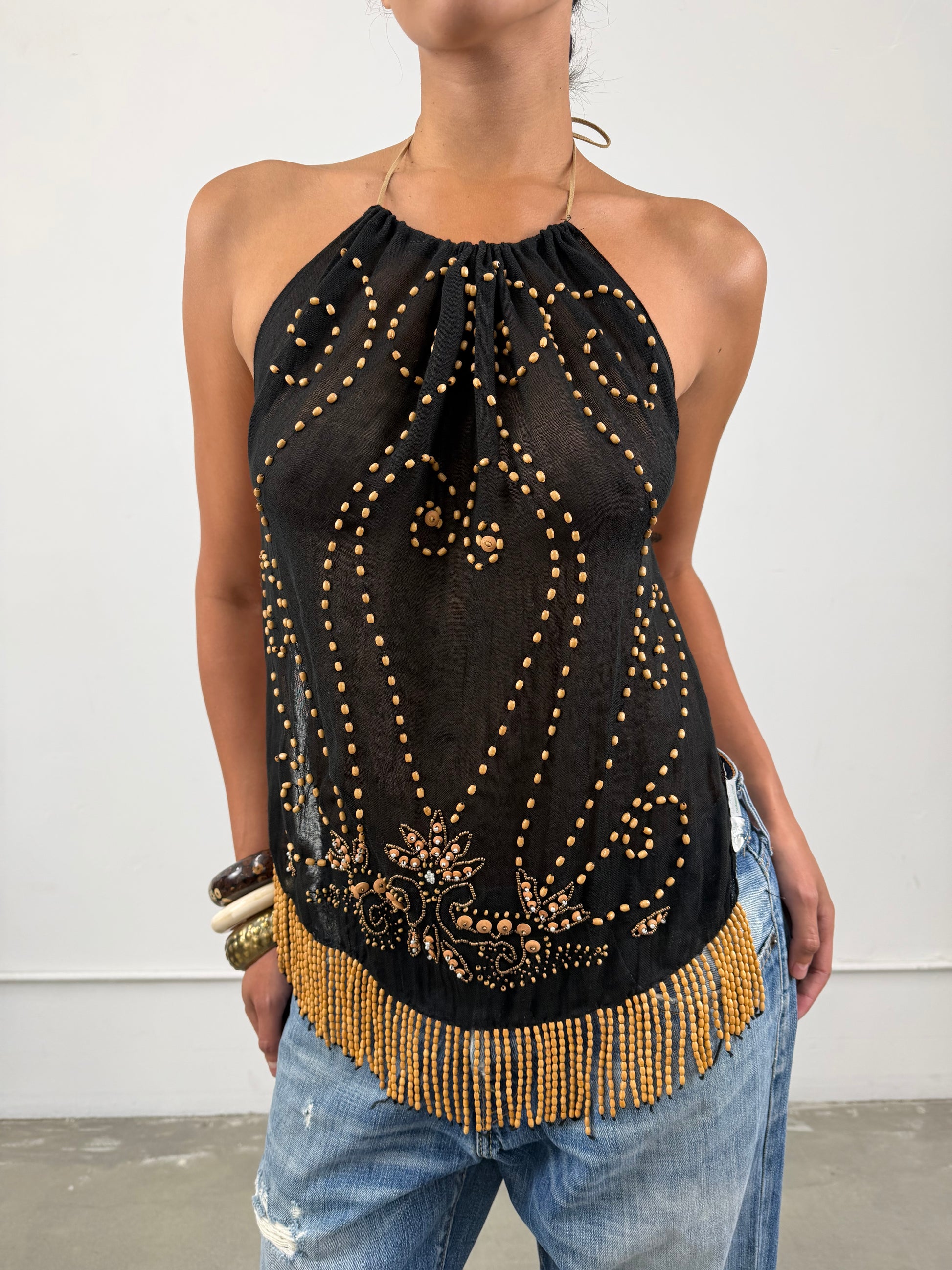 1of1 By 925 Beaded Halter Top