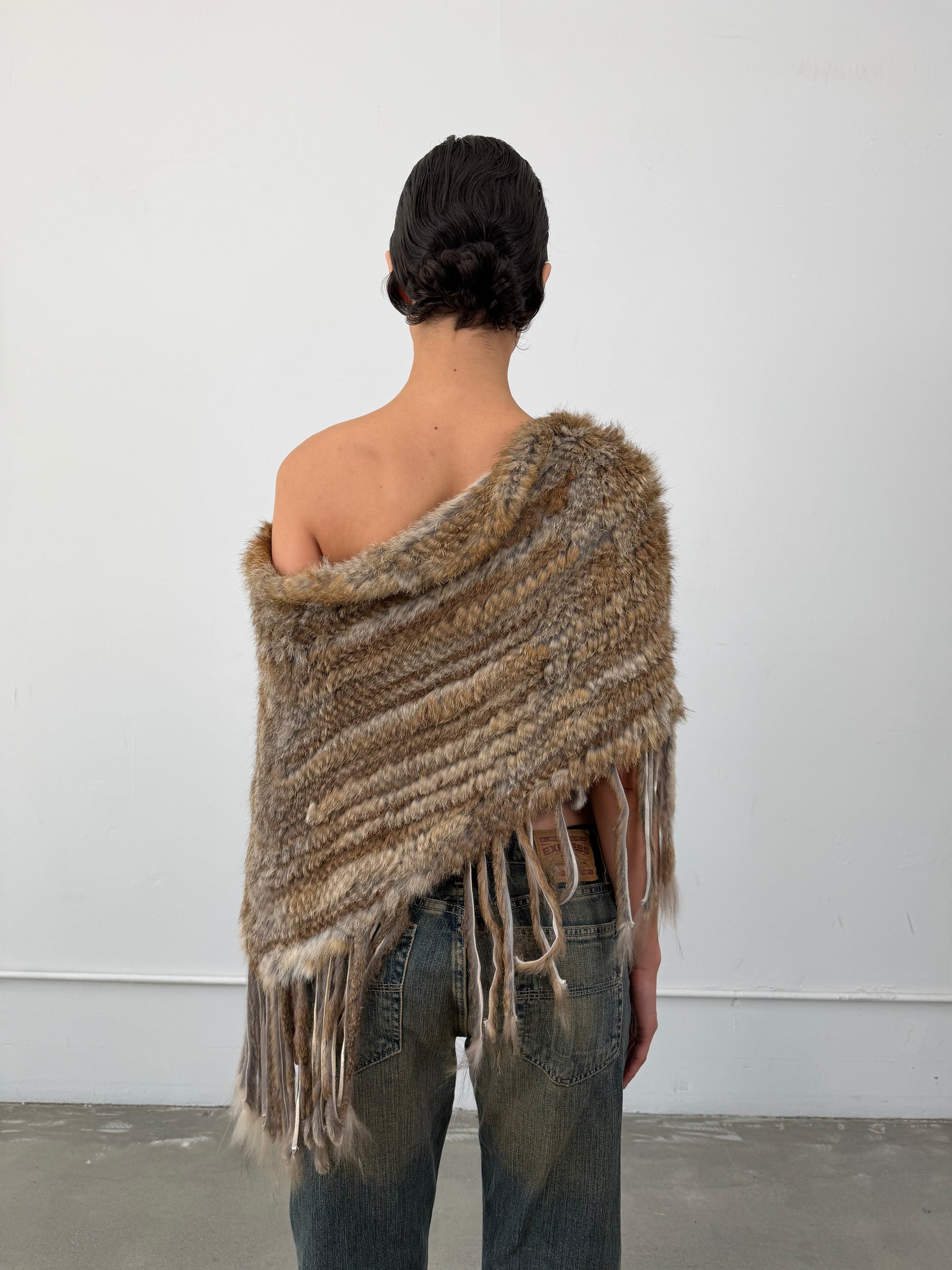 ‘Agil’ Rabbit Fur Poncho