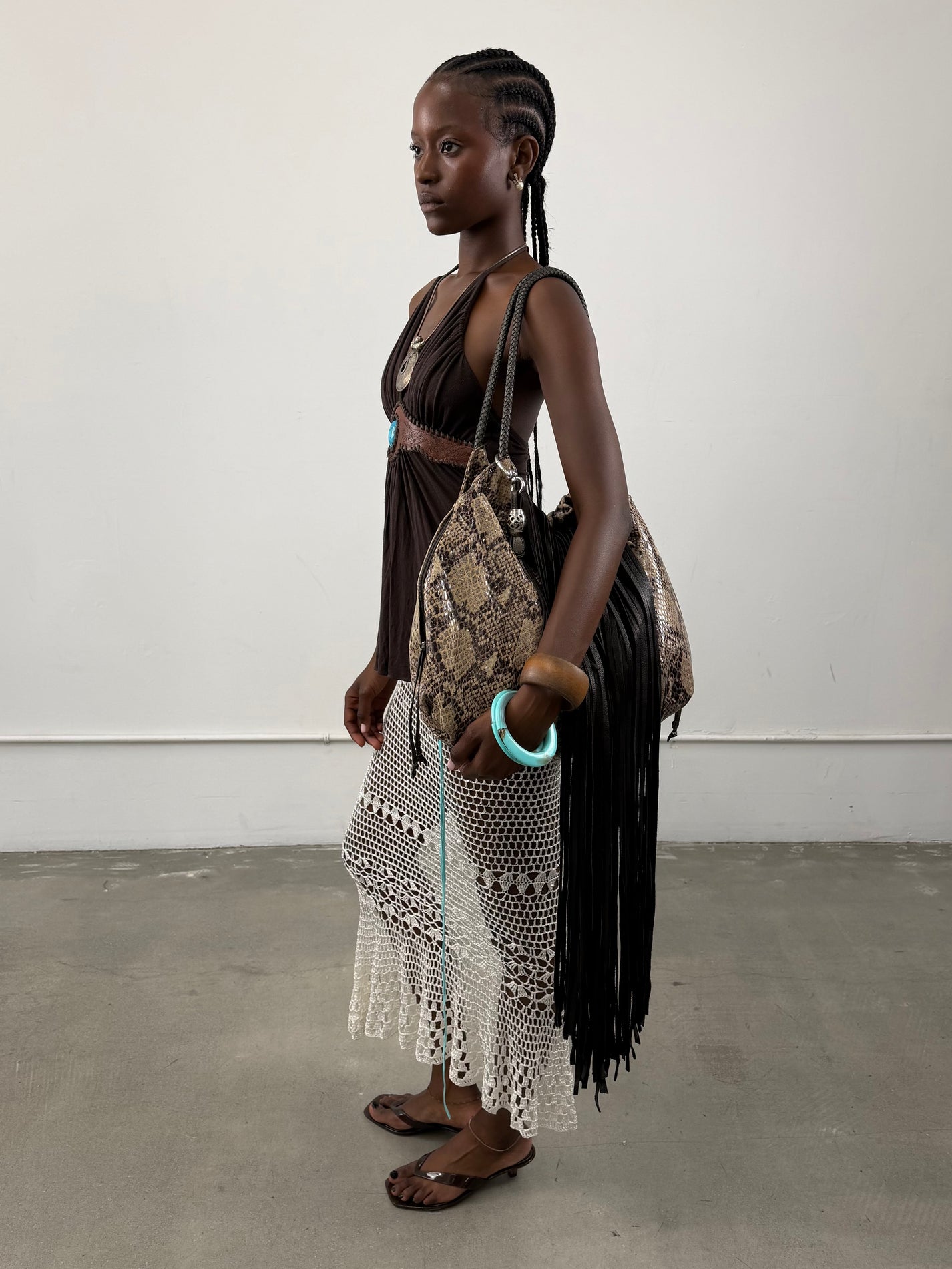 1of1 By 925 Snakeskin Fringe Bag