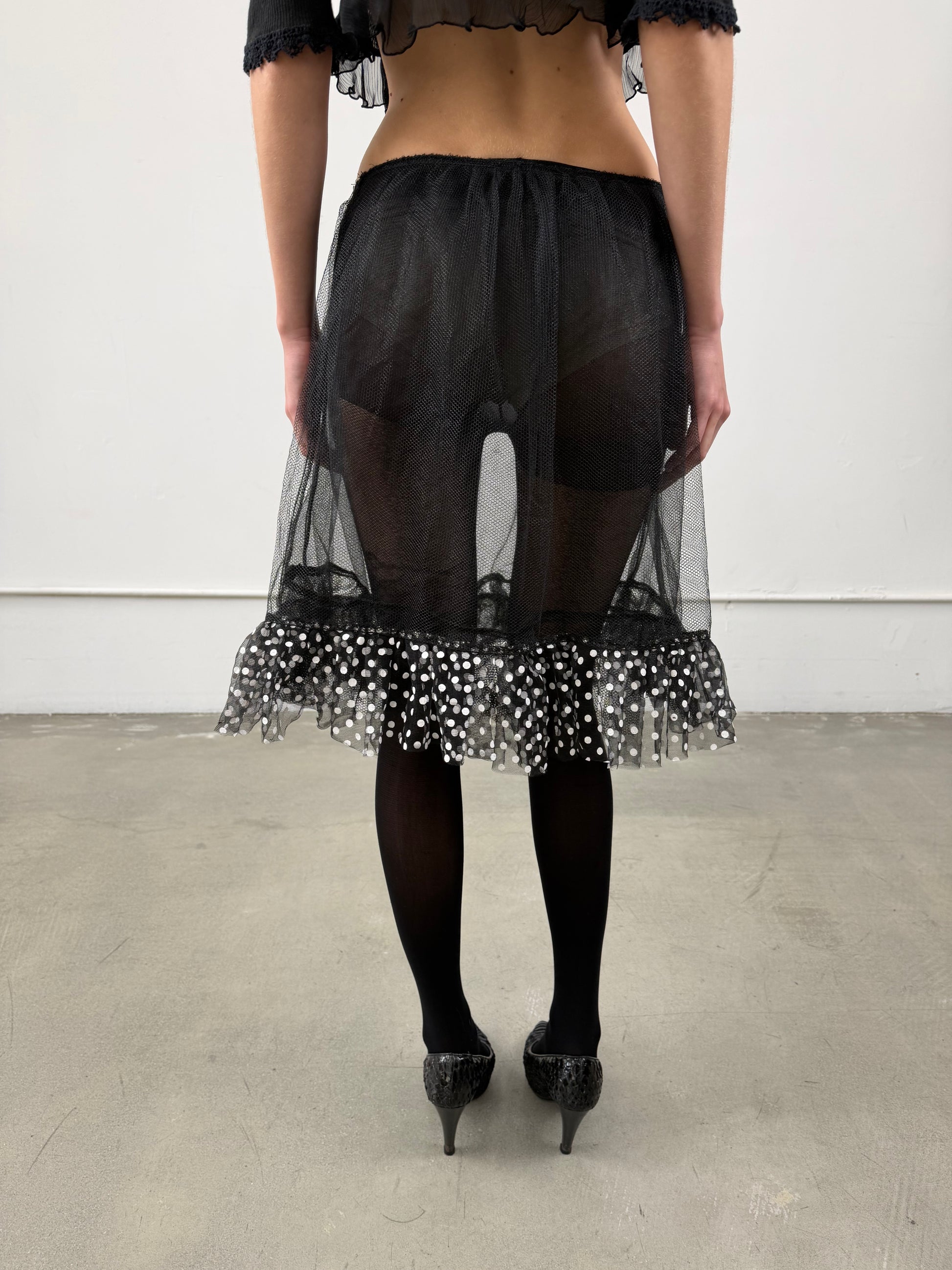 ‘Okeane’ Polka Dot Mesh Skirt