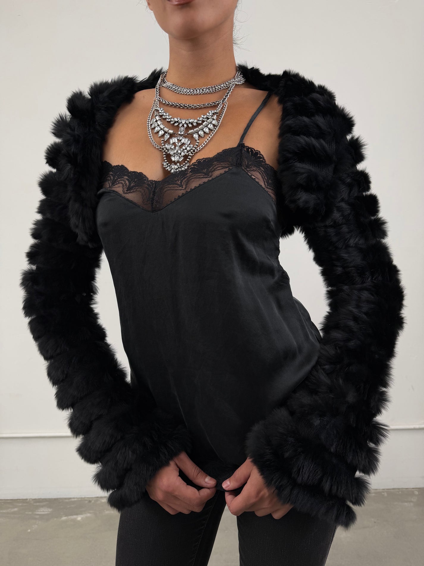 'Odalis' Rabbit Fur Bolero