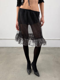‘Okeane’ Polka Dot Mesh Skirt