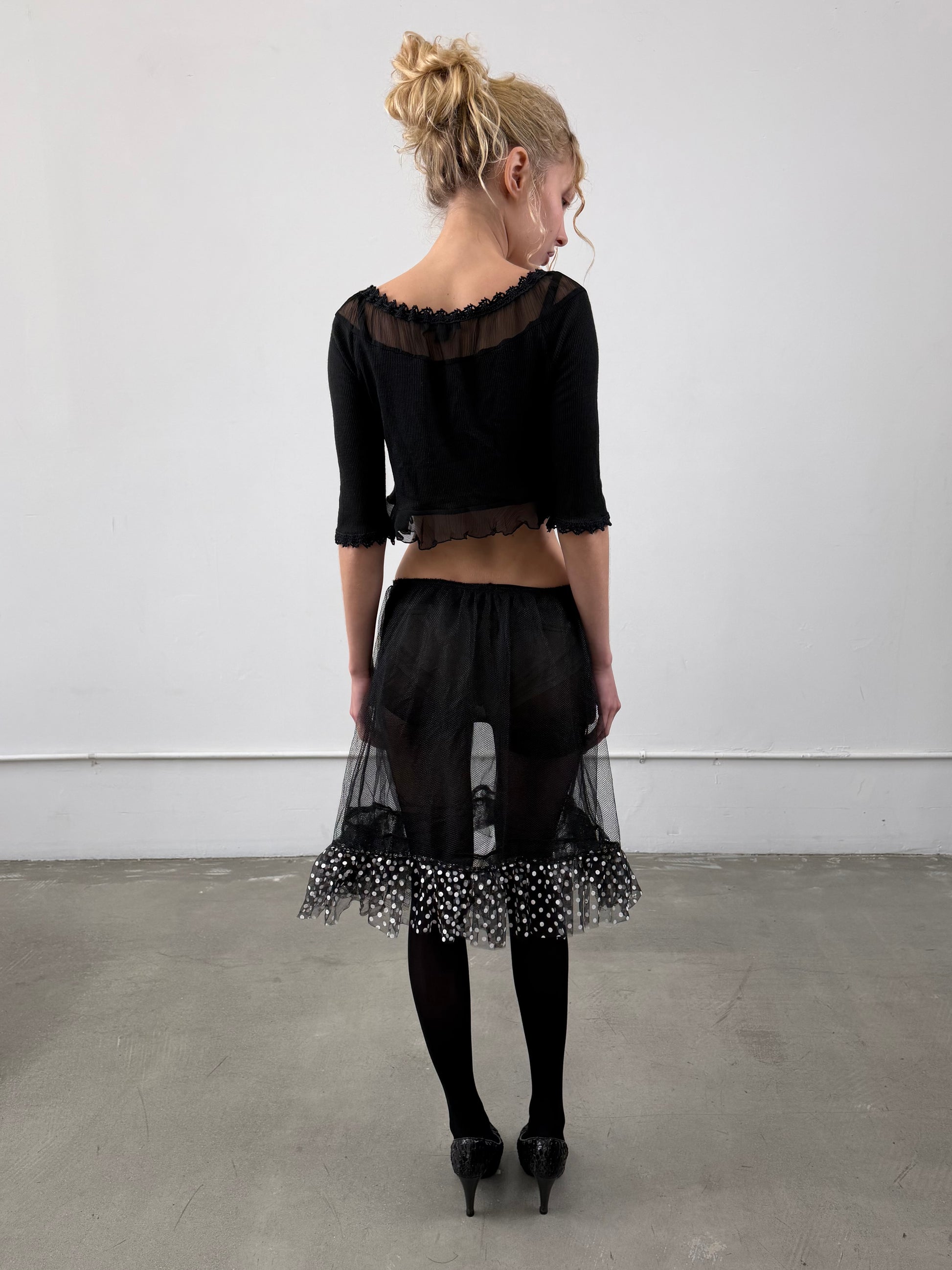 ‘Okeane’ Polka Dot Mesh Skirt