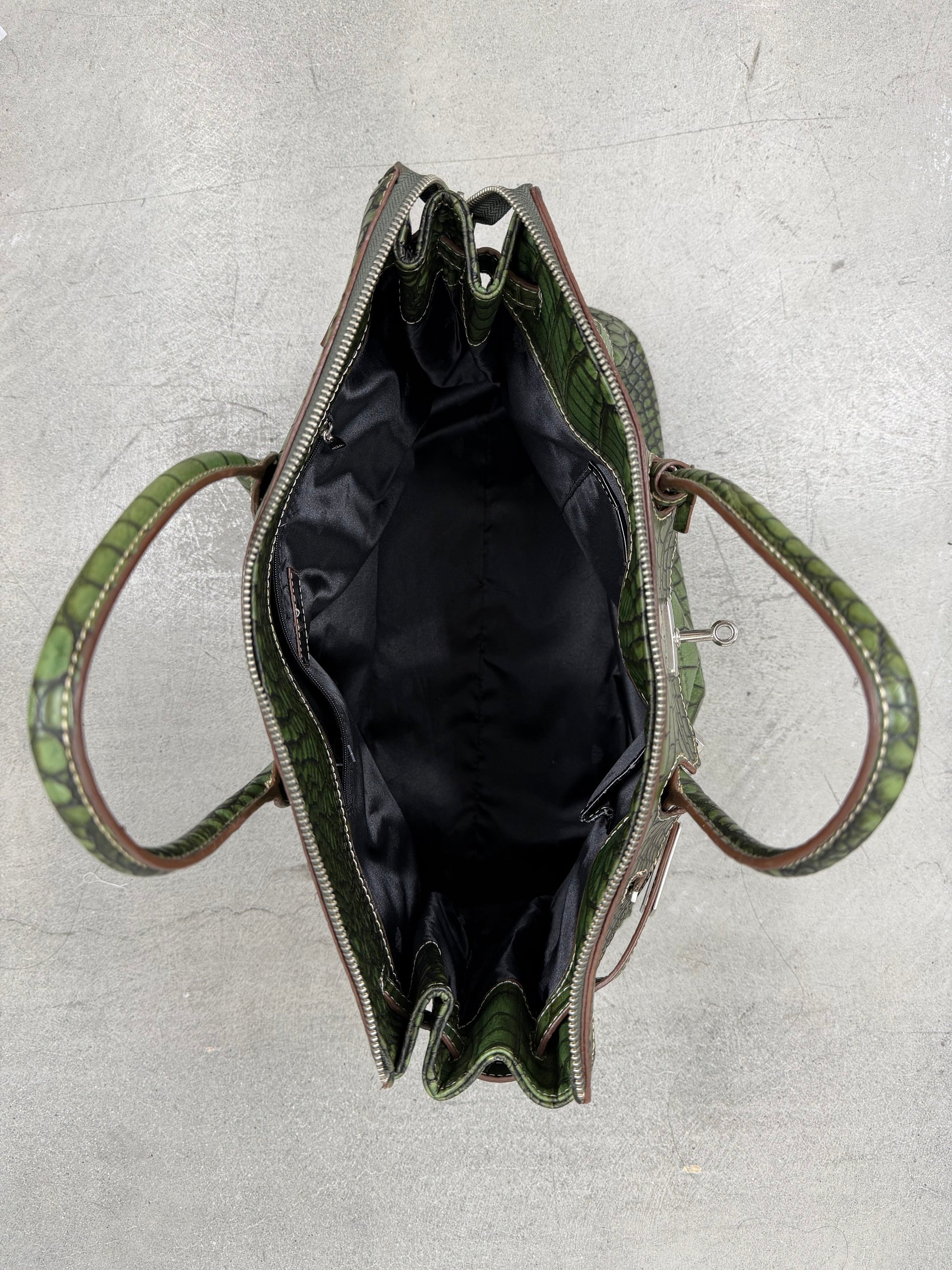 Embossed Animal Print Firkin Handbag