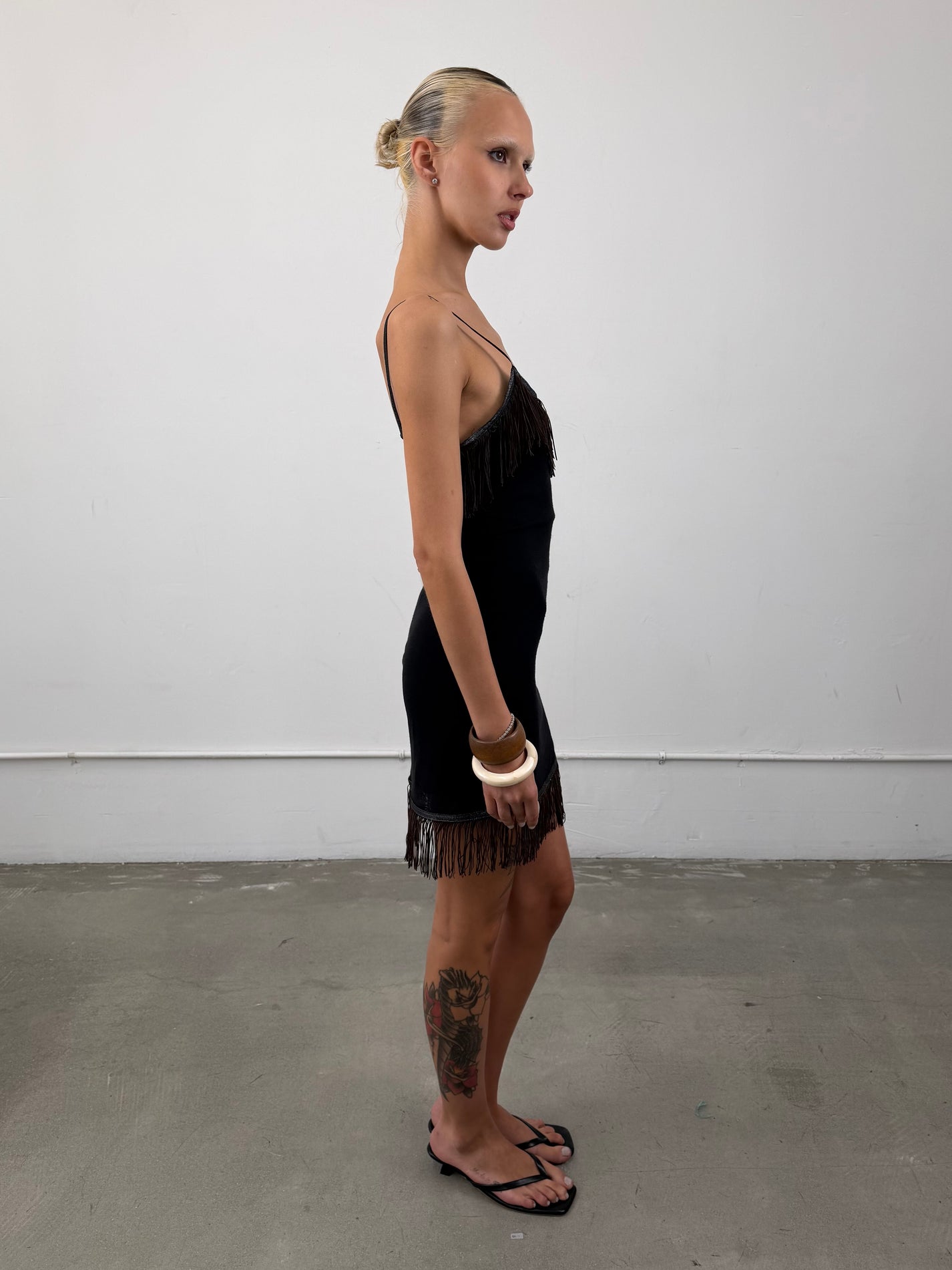 Black Label Betsey Johnson Fringe Midi Dress