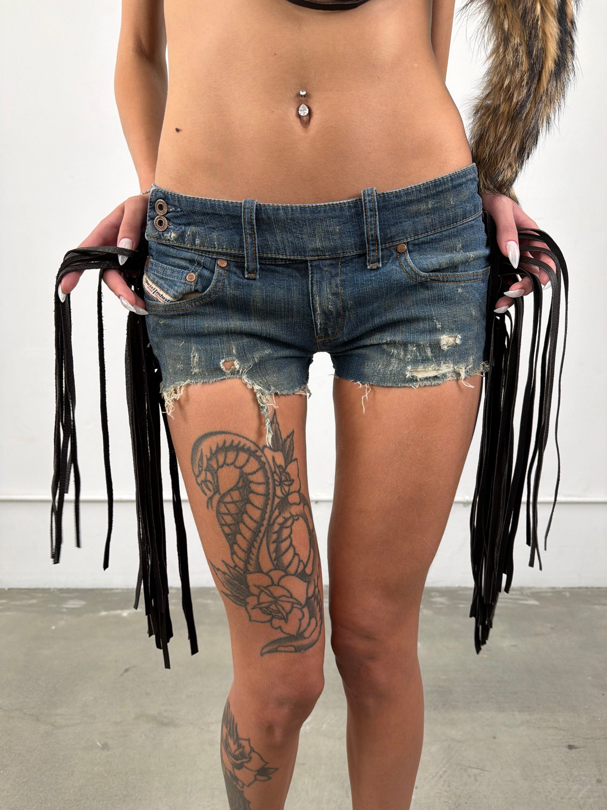 1of1 By 925 Diesel Fringe Shorts
