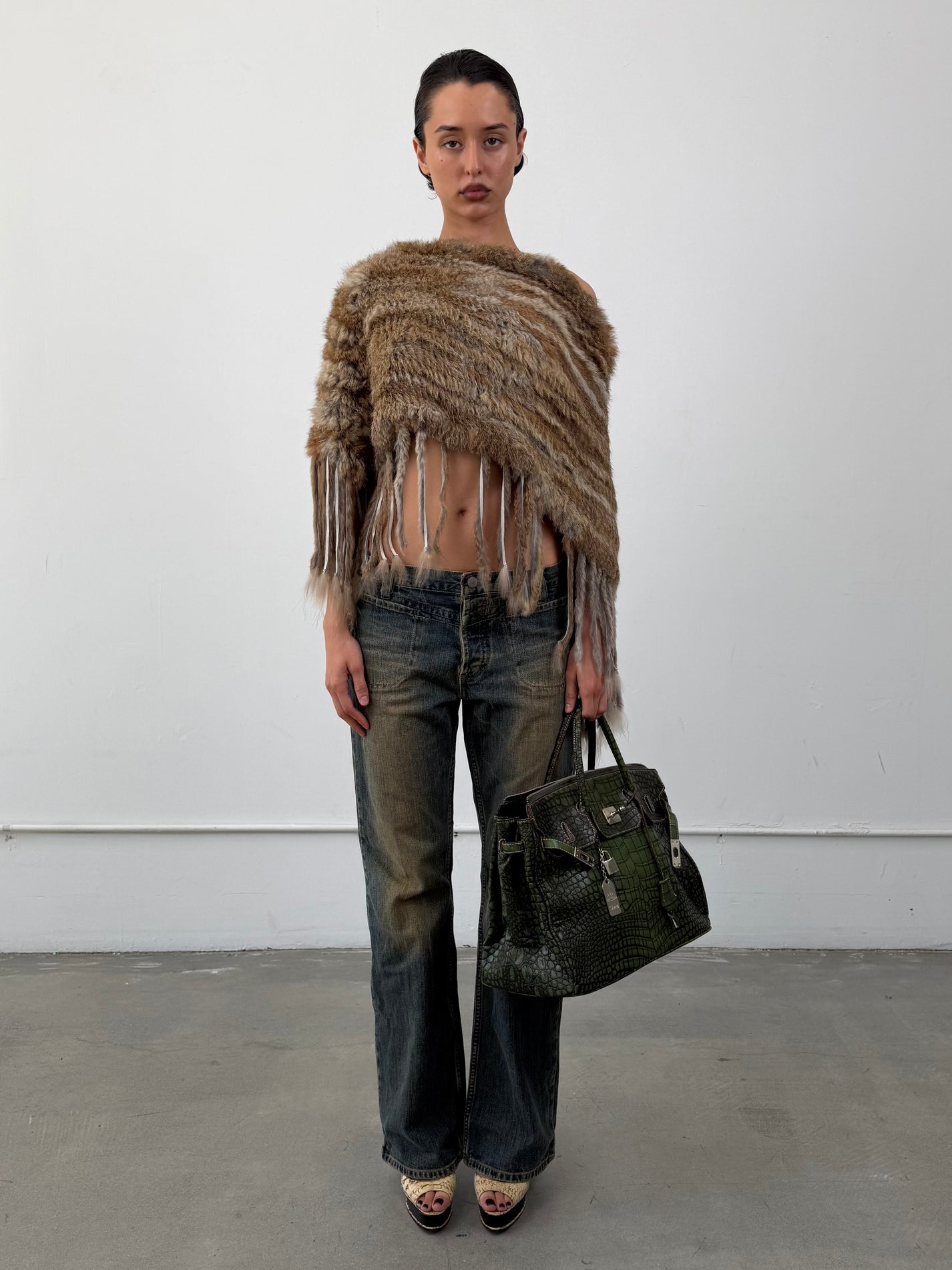 ‘Agil’ Rabbit Fur Poncho