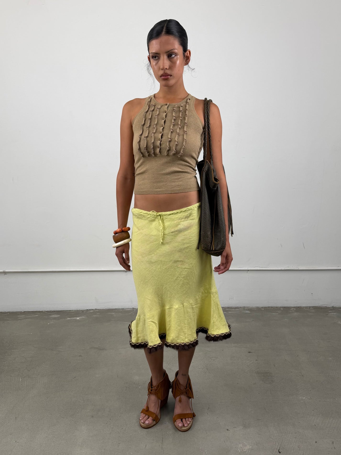 1of1 By 925 Rabbit Fur Trim Skirt