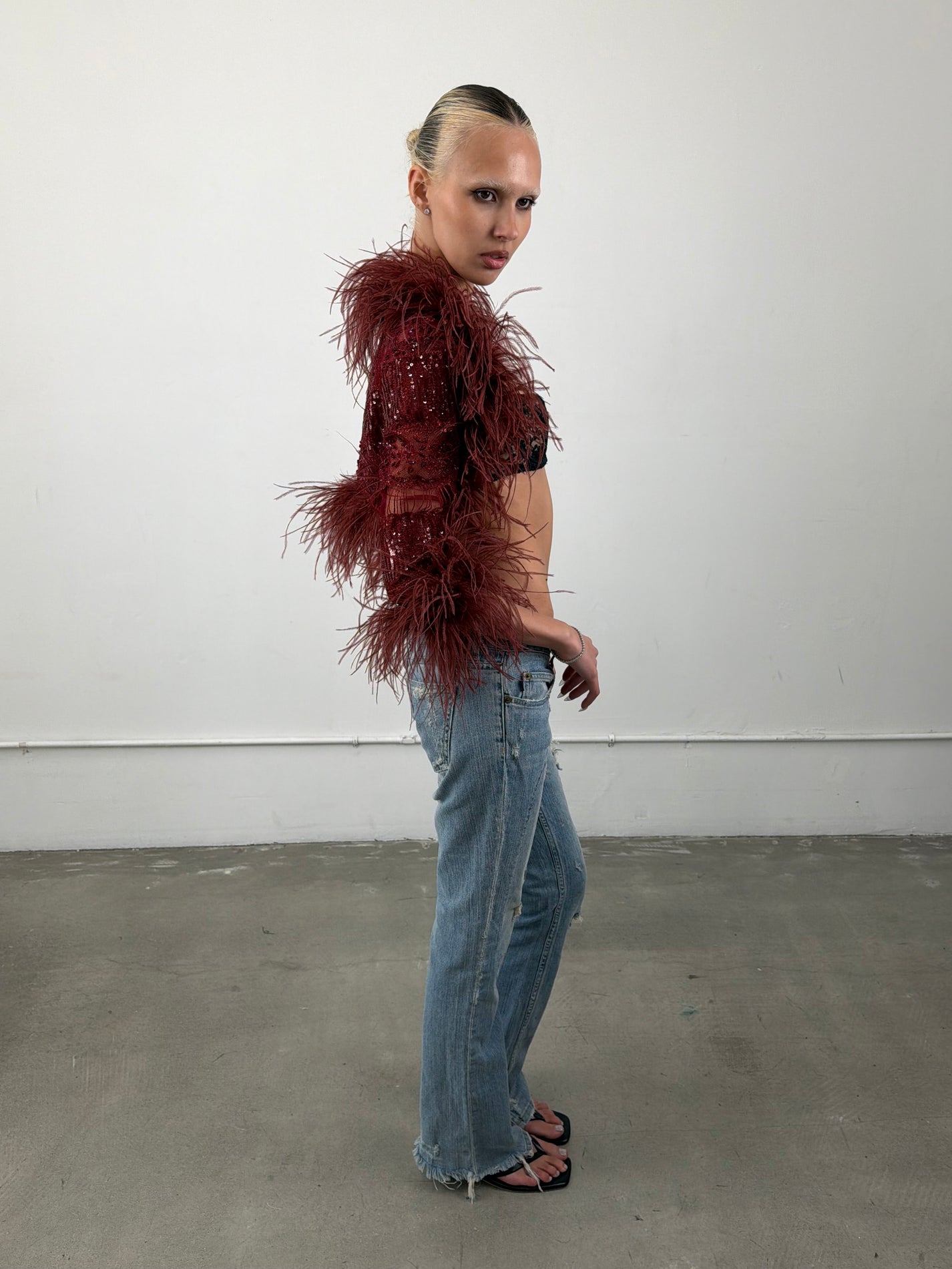 'Ione' Ostrich Feather Bolero