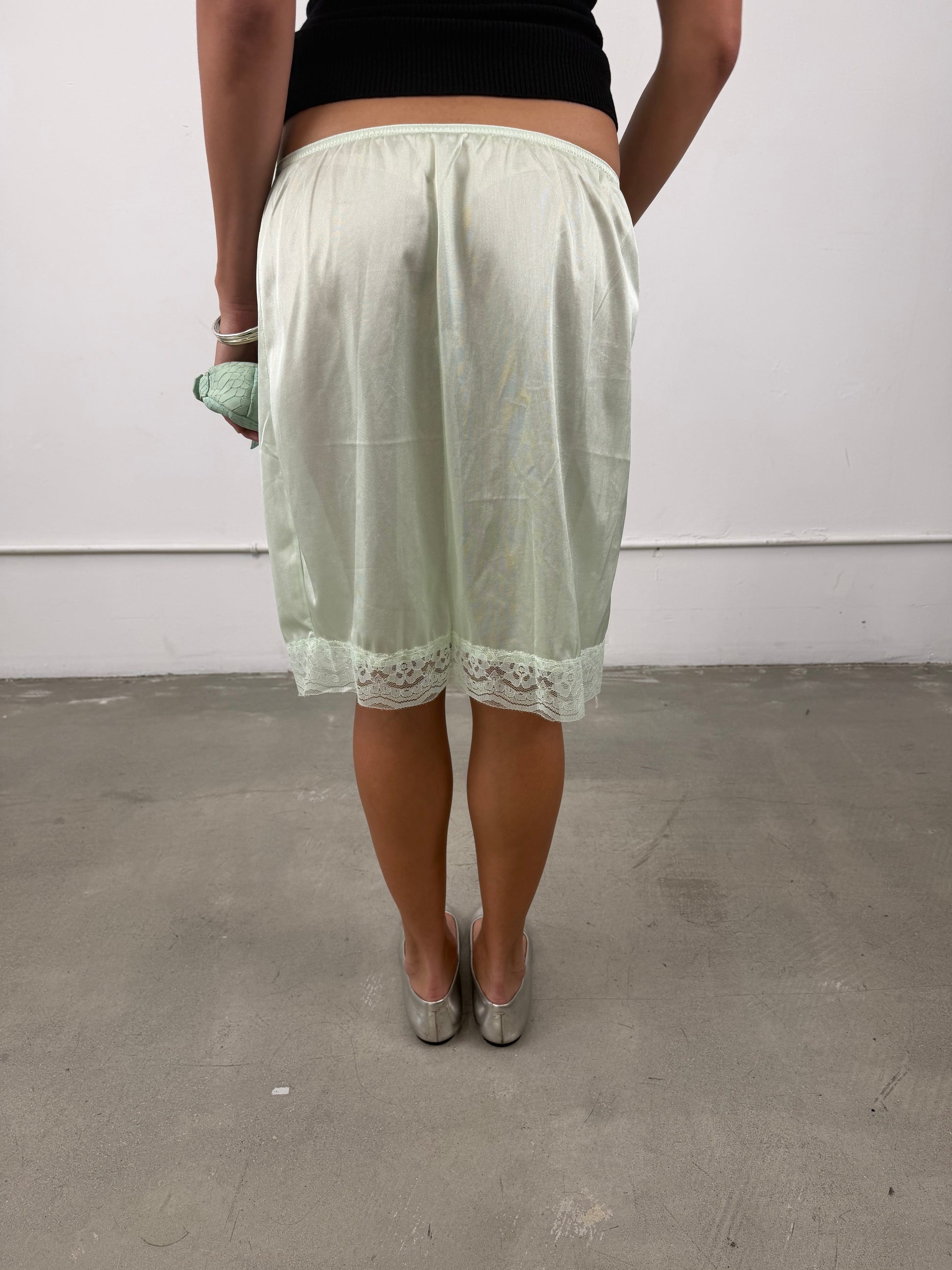 ‘Odessa’ Mint Lace Slip Skirt