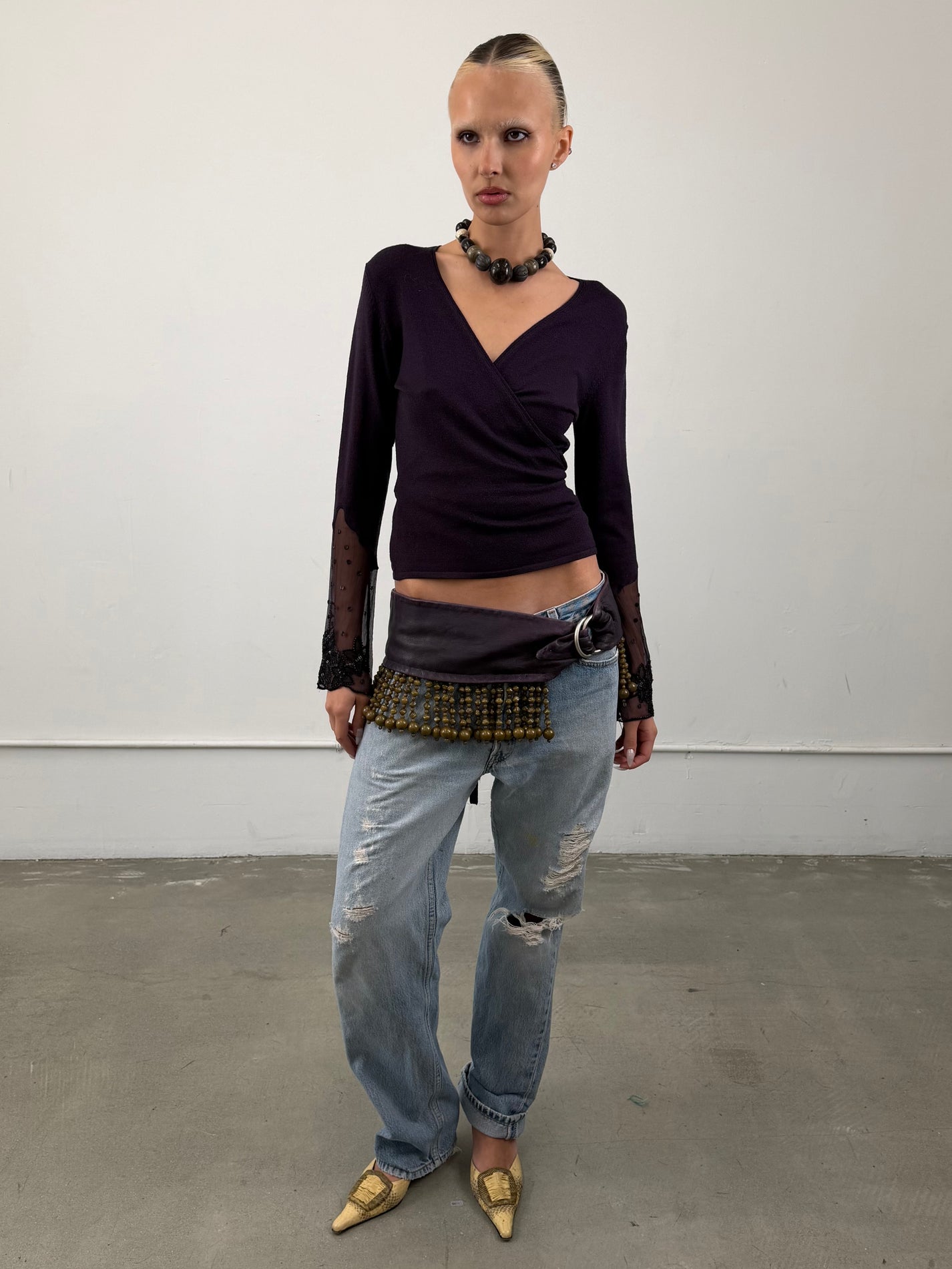 1of1 By 925 Leather Beaded Statement Belt