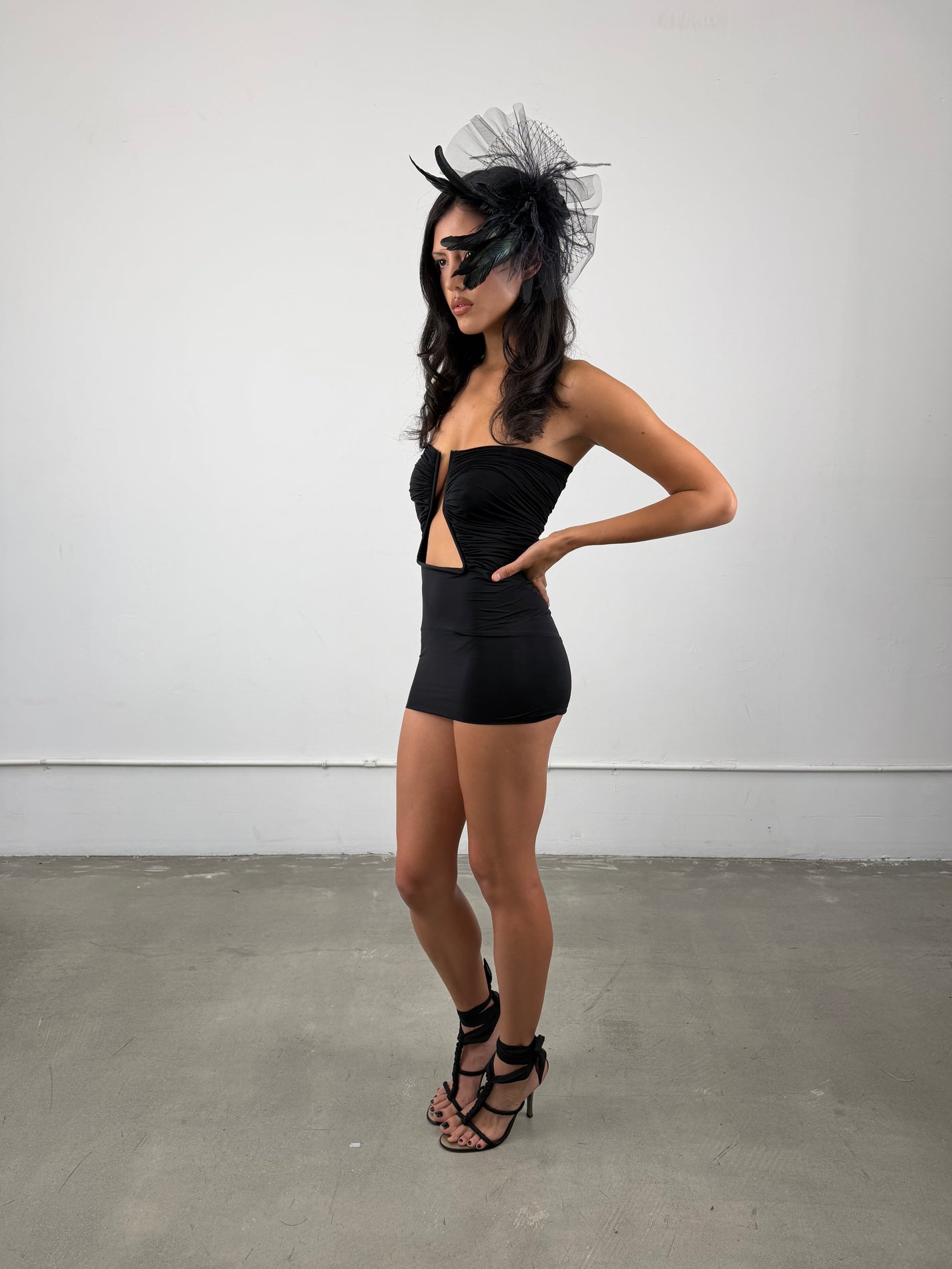 Eva Black/Mint Feather Headpiece