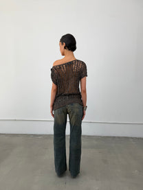 ‘Byrony’ Leather Crochet Top