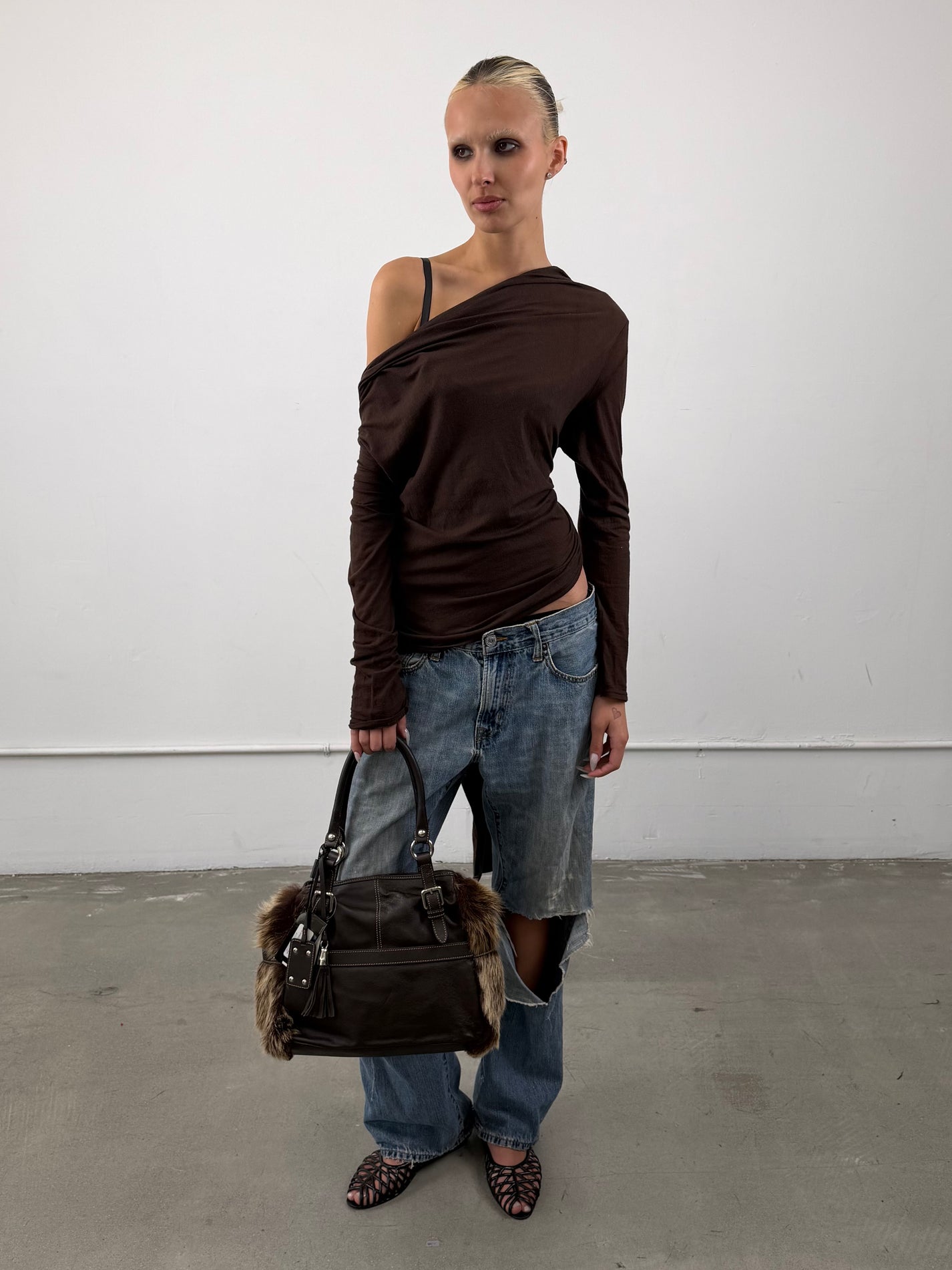 ‘Sara’ Italian Leather &amp; Fur Handbag