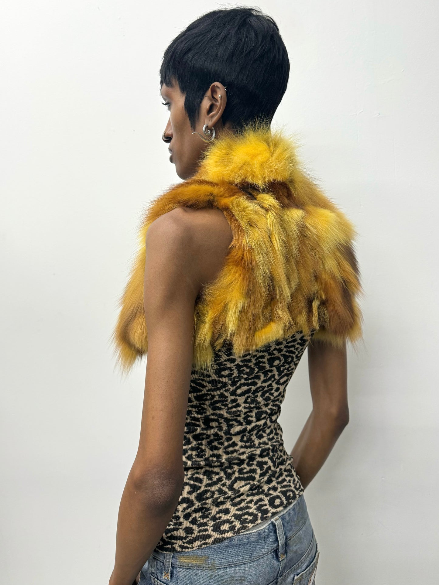 'Sorcha' Yellow Fox Fur Vest