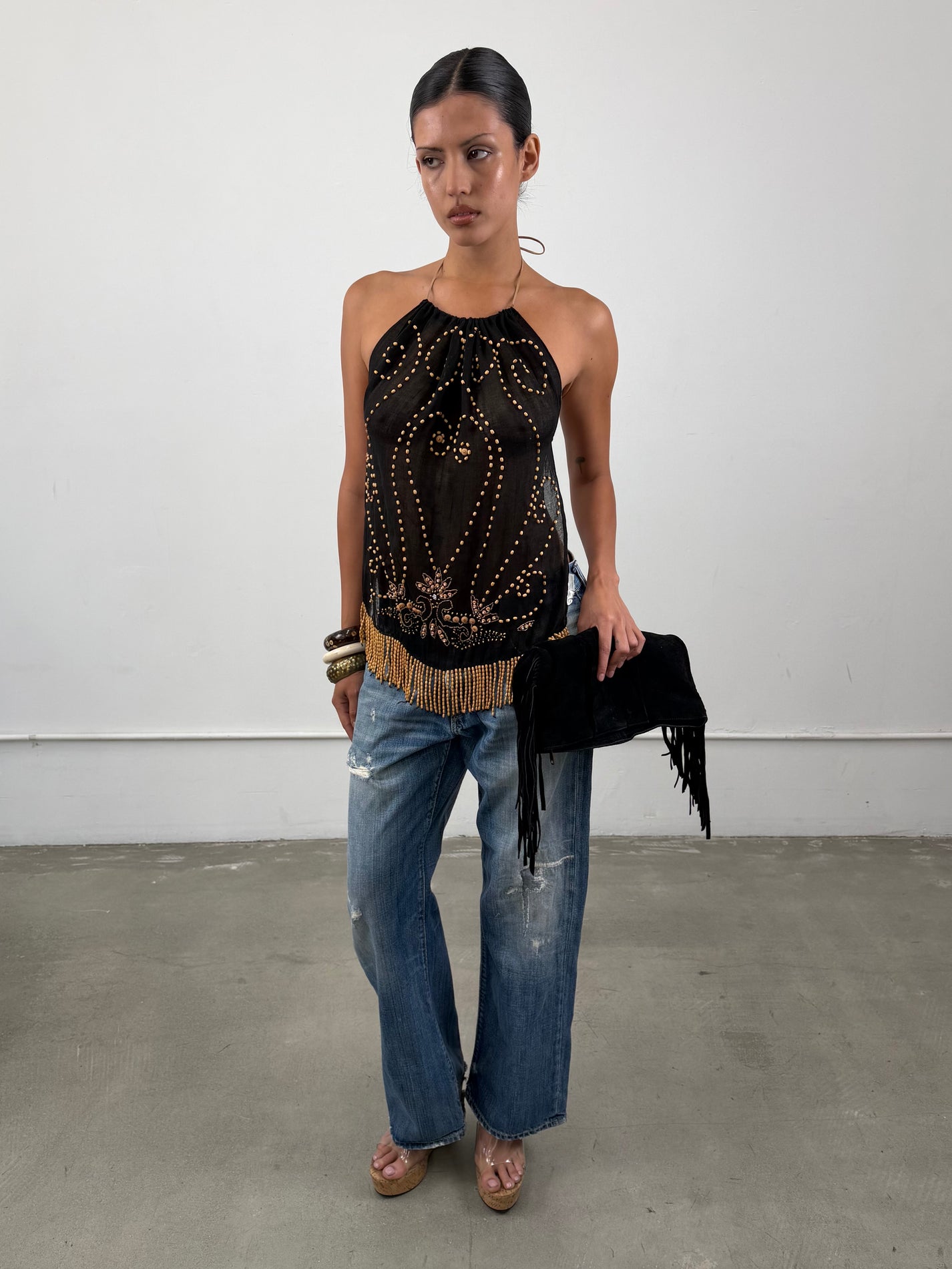 1of1 By 925 Beaded Halter Top