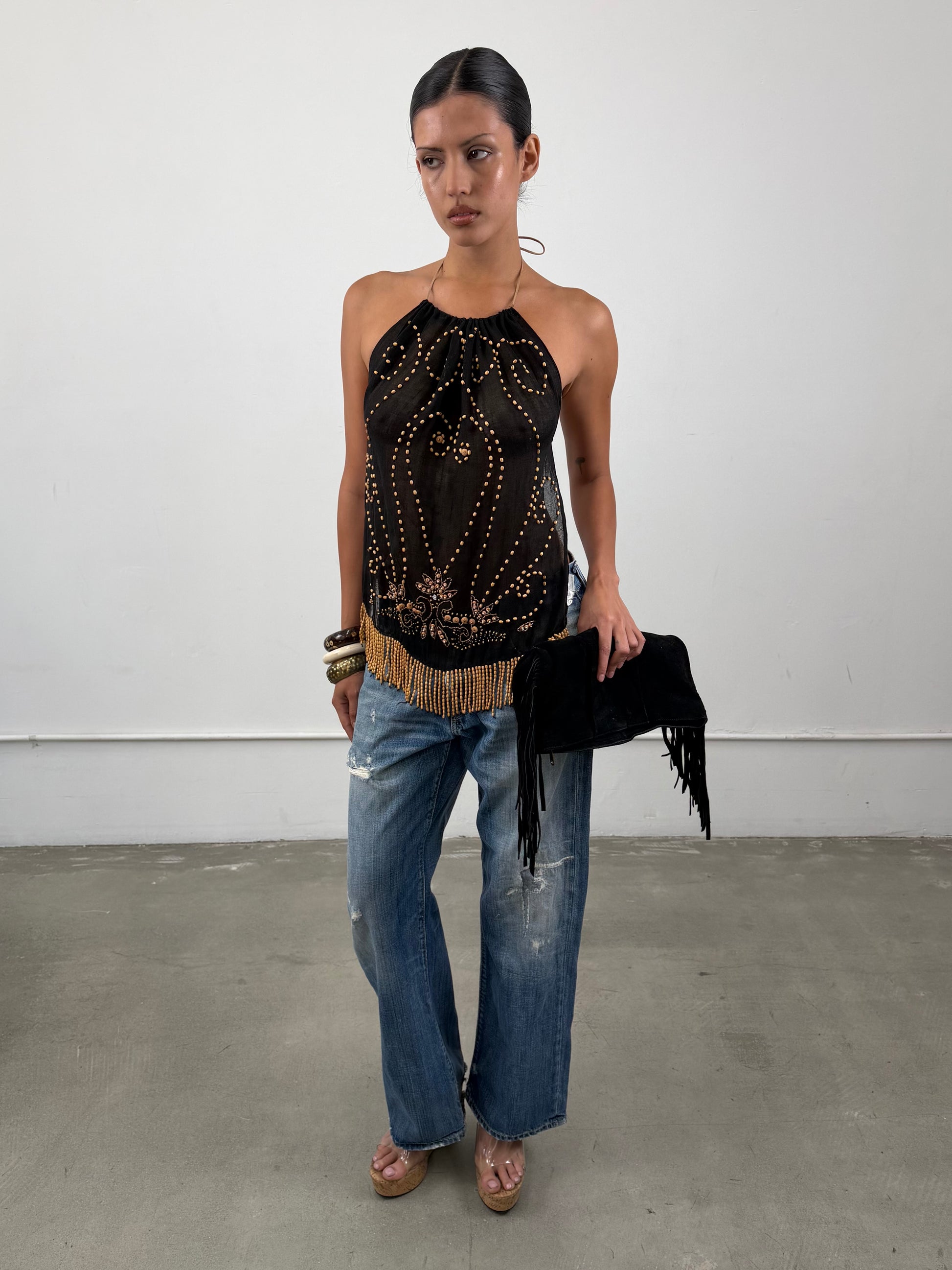 1of1 By 925 Beaded Halter Top