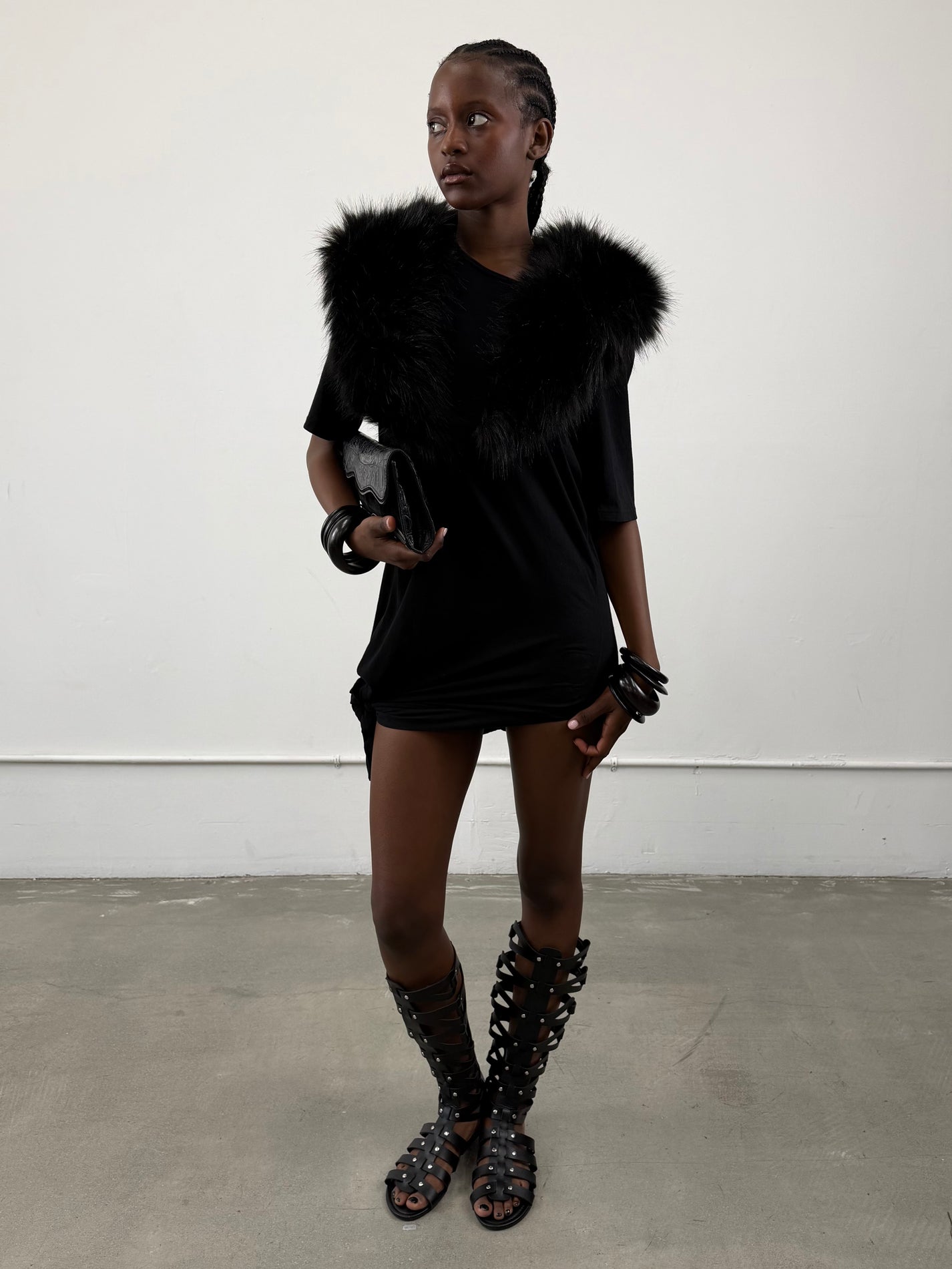 ‘Esme’ Black Fur Stole